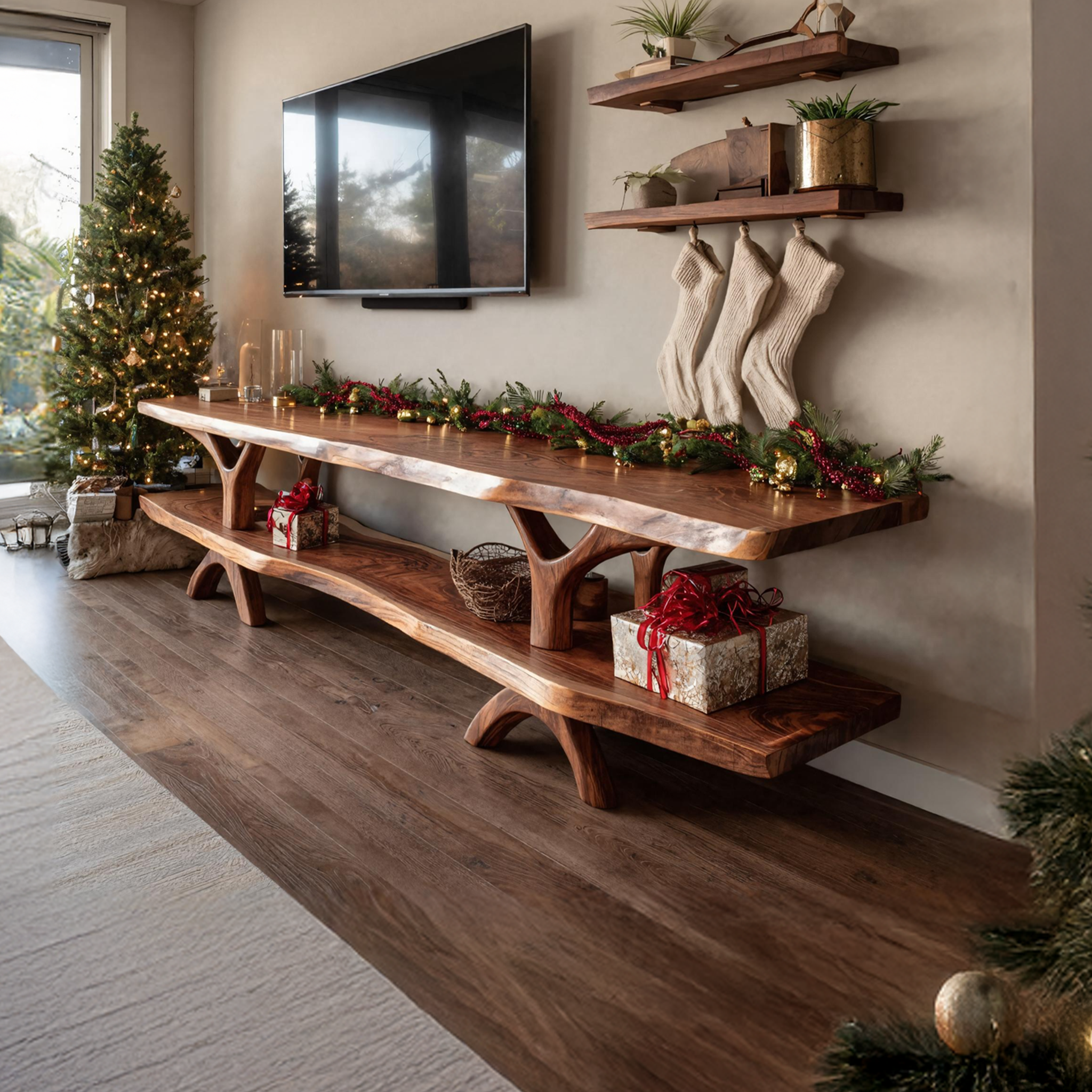 Modern Live Edge Entryway TV Console For Christmas Bedroom Design SILDTTNCTV015
