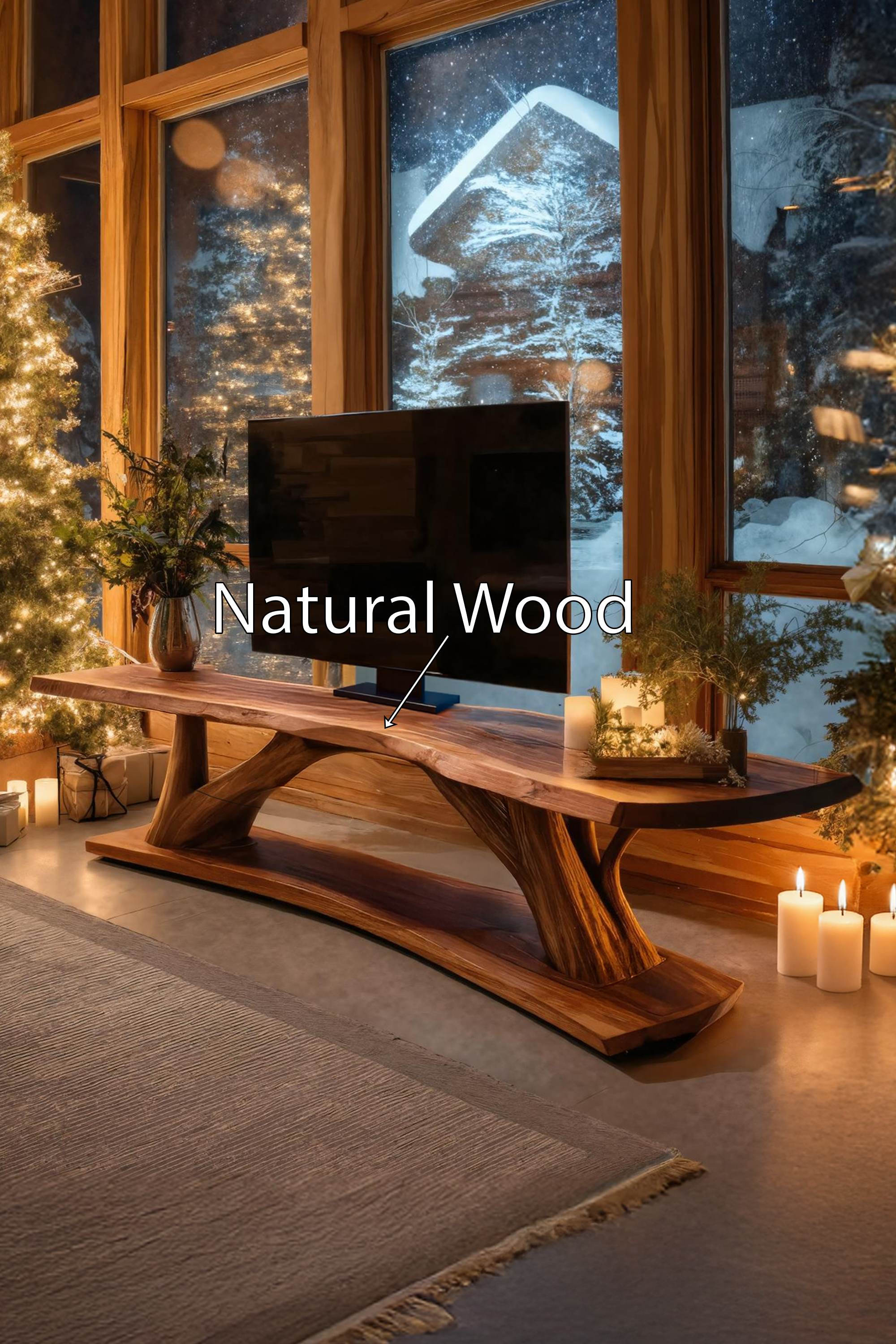 Mid Century Wooden Live Edge TV Console For Holiday Home Decor SILDTTRCTV045