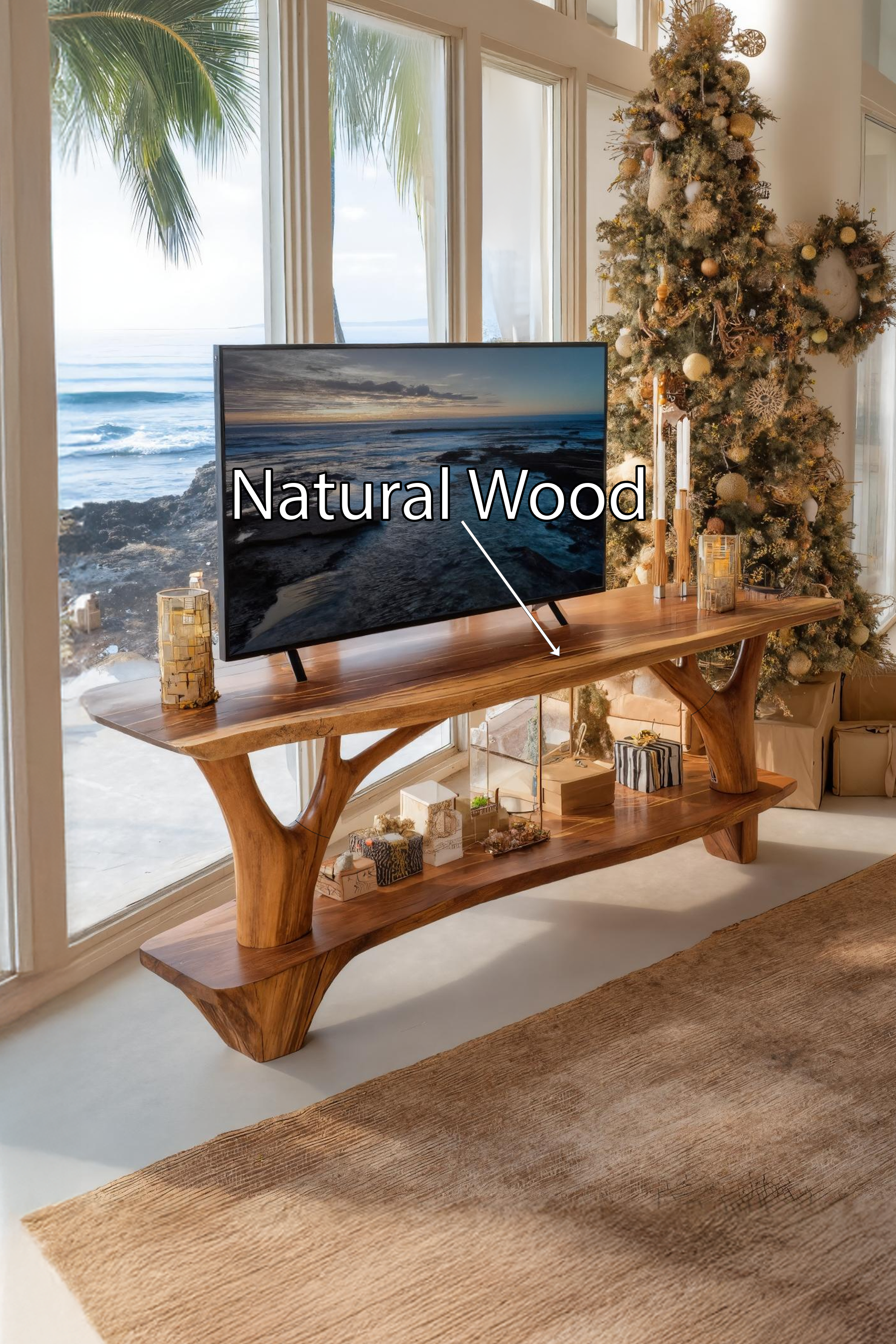 Handcrafted Live Edge Entryway TV Stand For Noel Home Decor SILDTTRCTV031