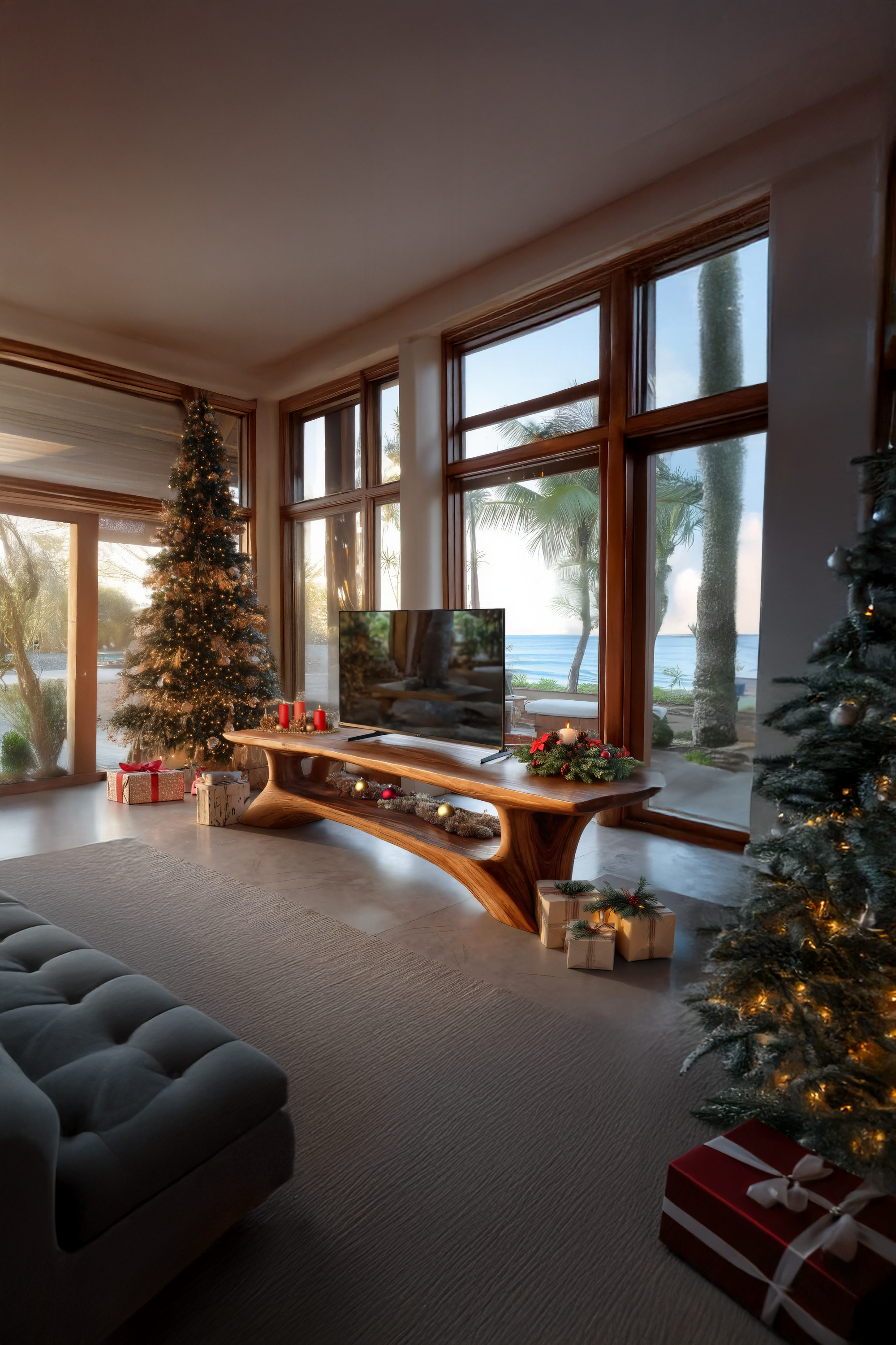 Mid Century Live Edge Entryway TV Stand For Christmas Home SILDTTRCTV017