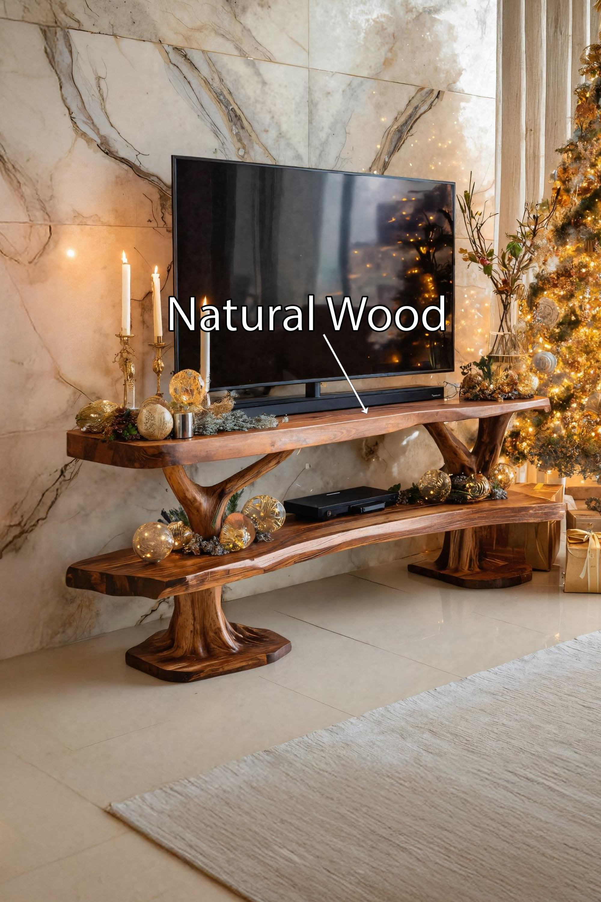 Modern Wooden Live Edge TV Console For Winter Interior Design SILDTTRCTV040