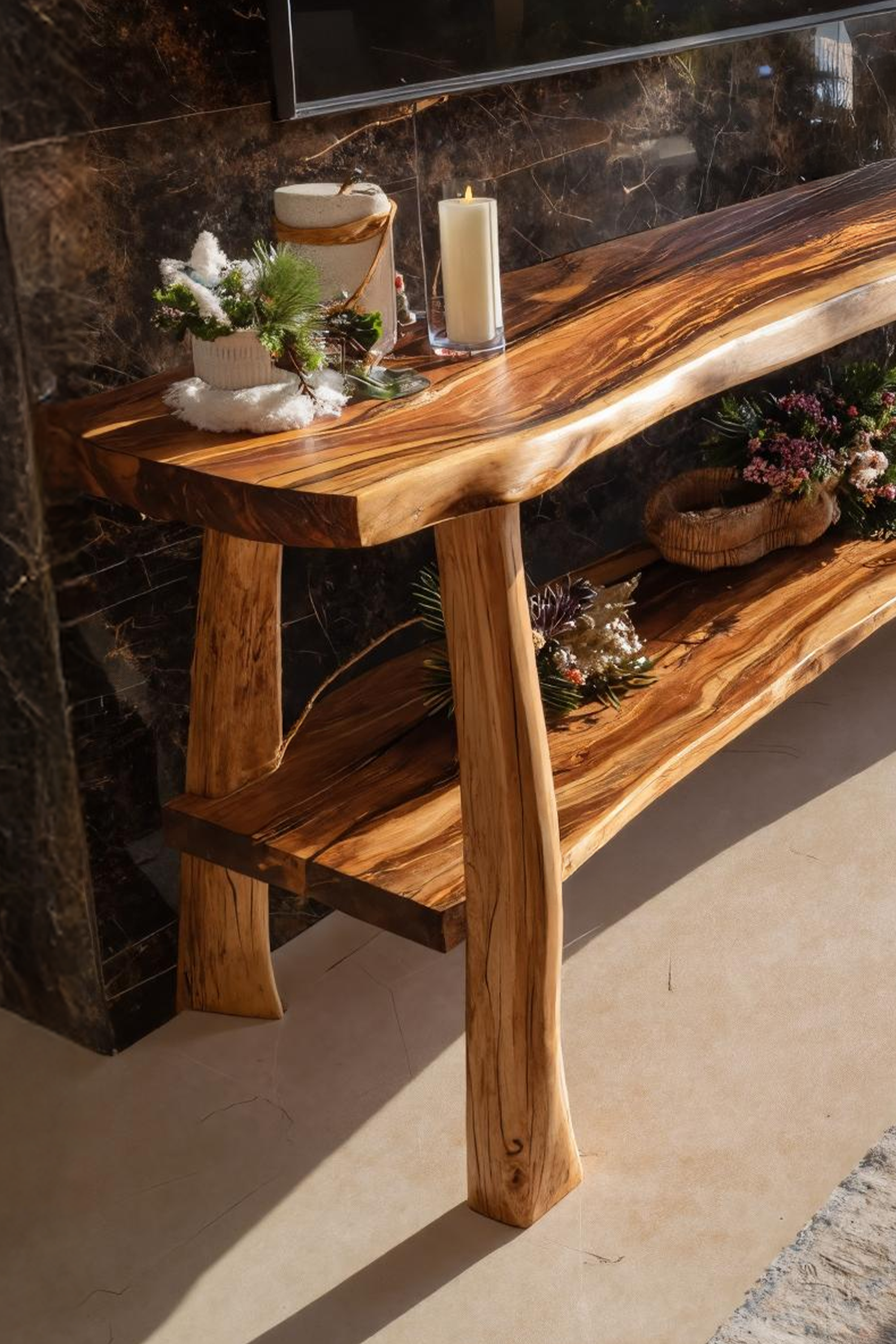 Mid Century Wooden Live Edge TV Console For Winter Furniture SILDTTRCTV029