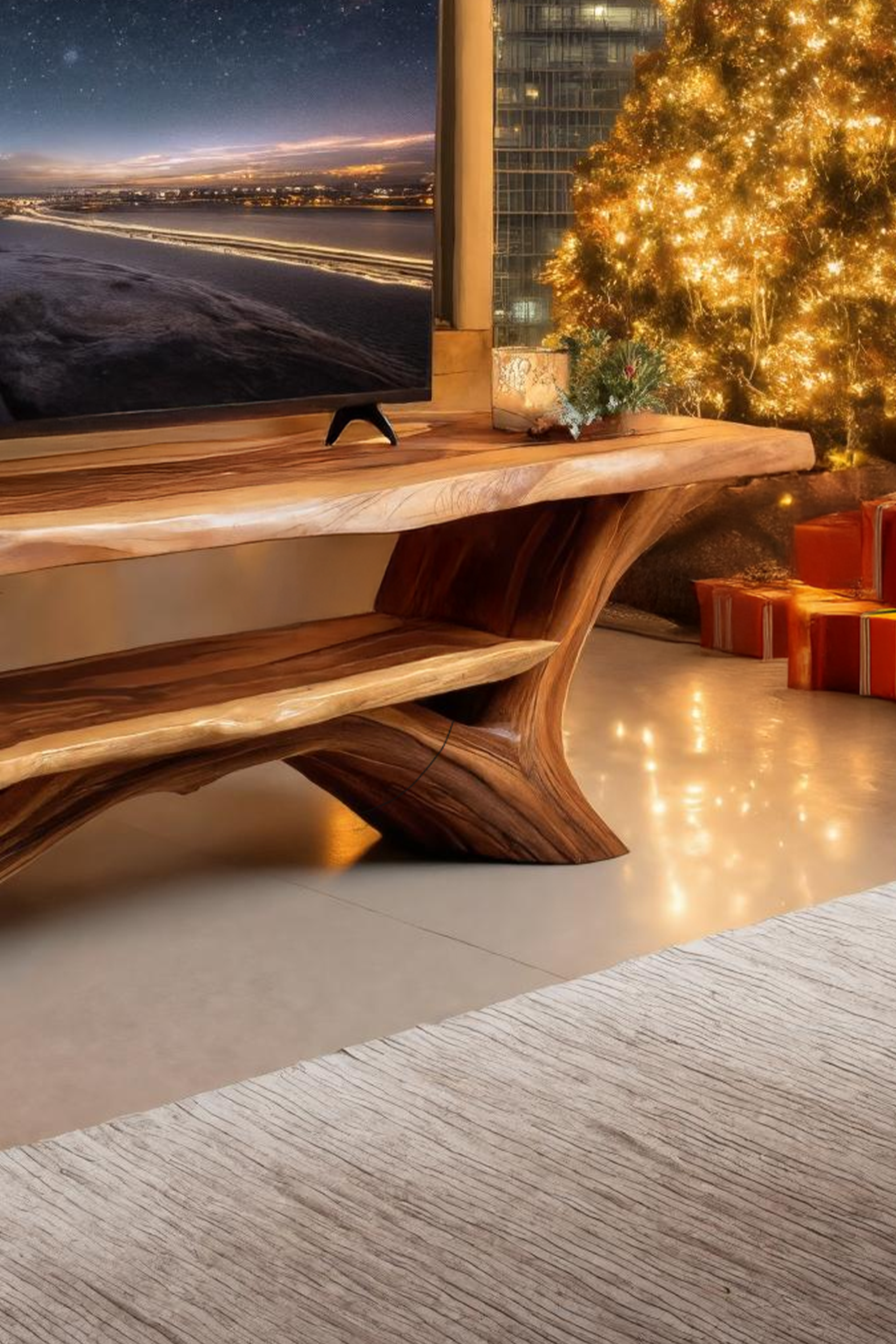 Farmhouse Solid Wood TV Console For Christmas Home Decor SILDTTRCTV022