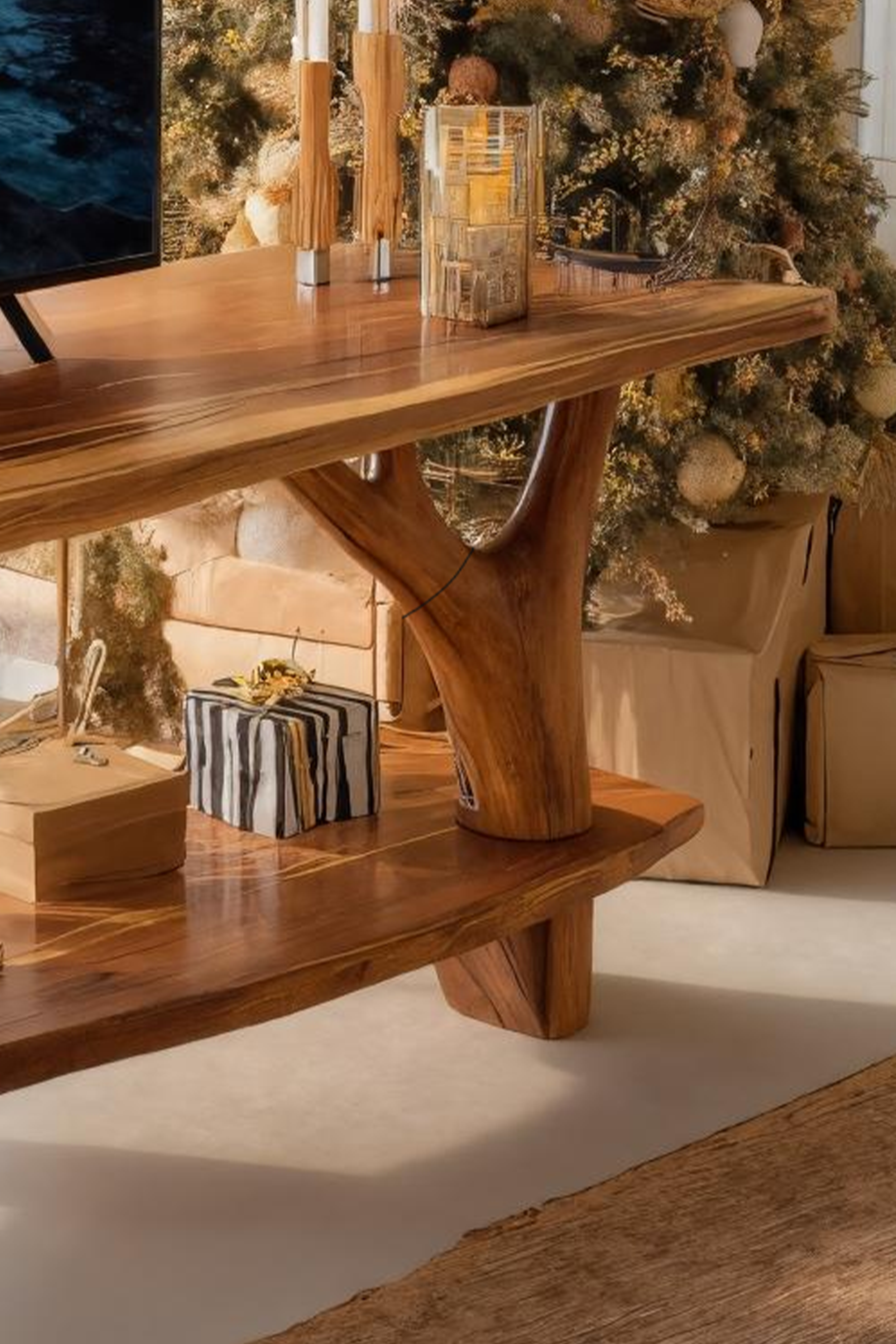 Handcrafted Live Edge Entryway TV Stand For Noel Home Decor SILDTTRCTV031