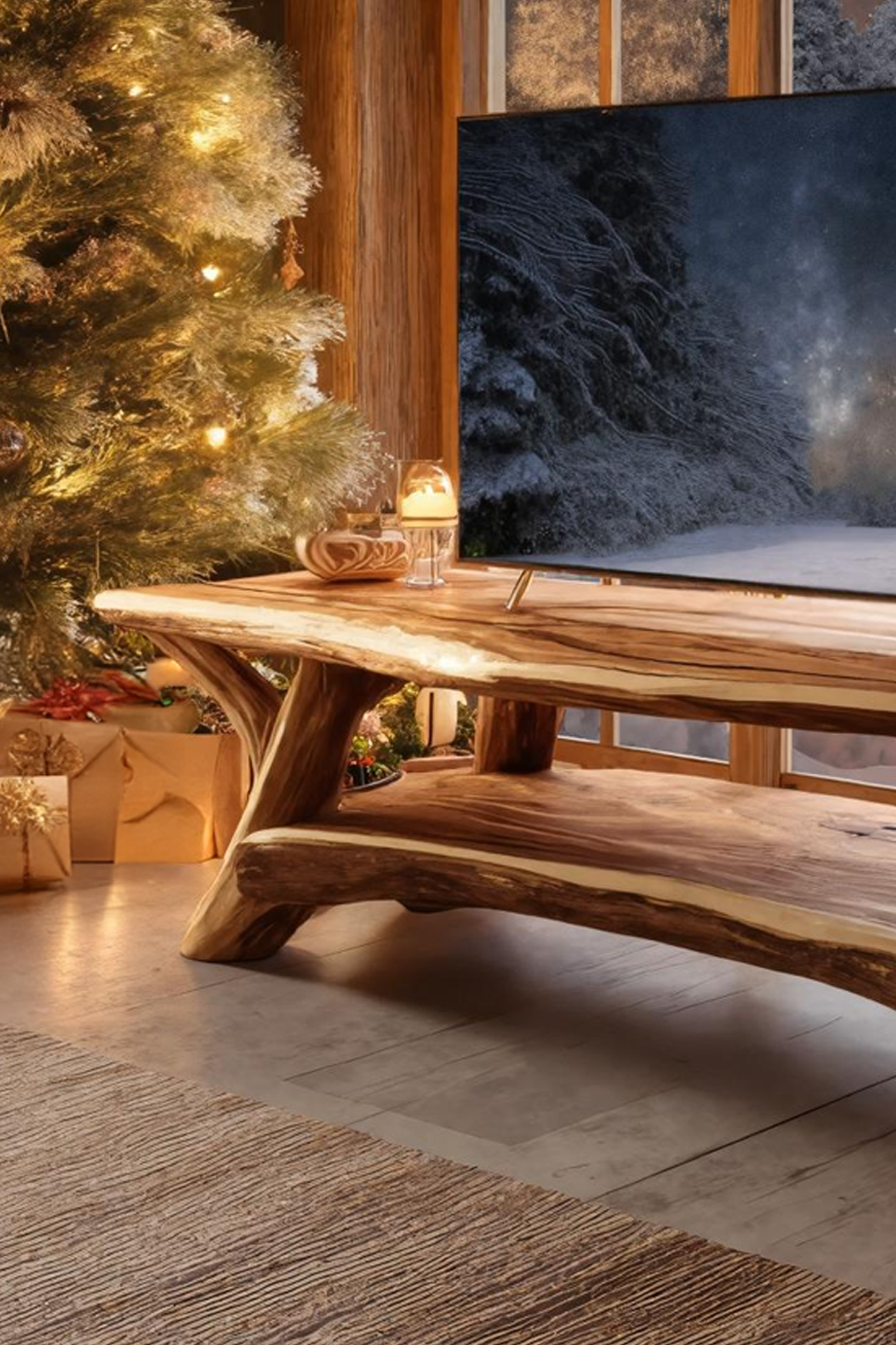 Handcrafted Live Edge Entryway TV Stand For Festive Home Design SILDTTRCTV003