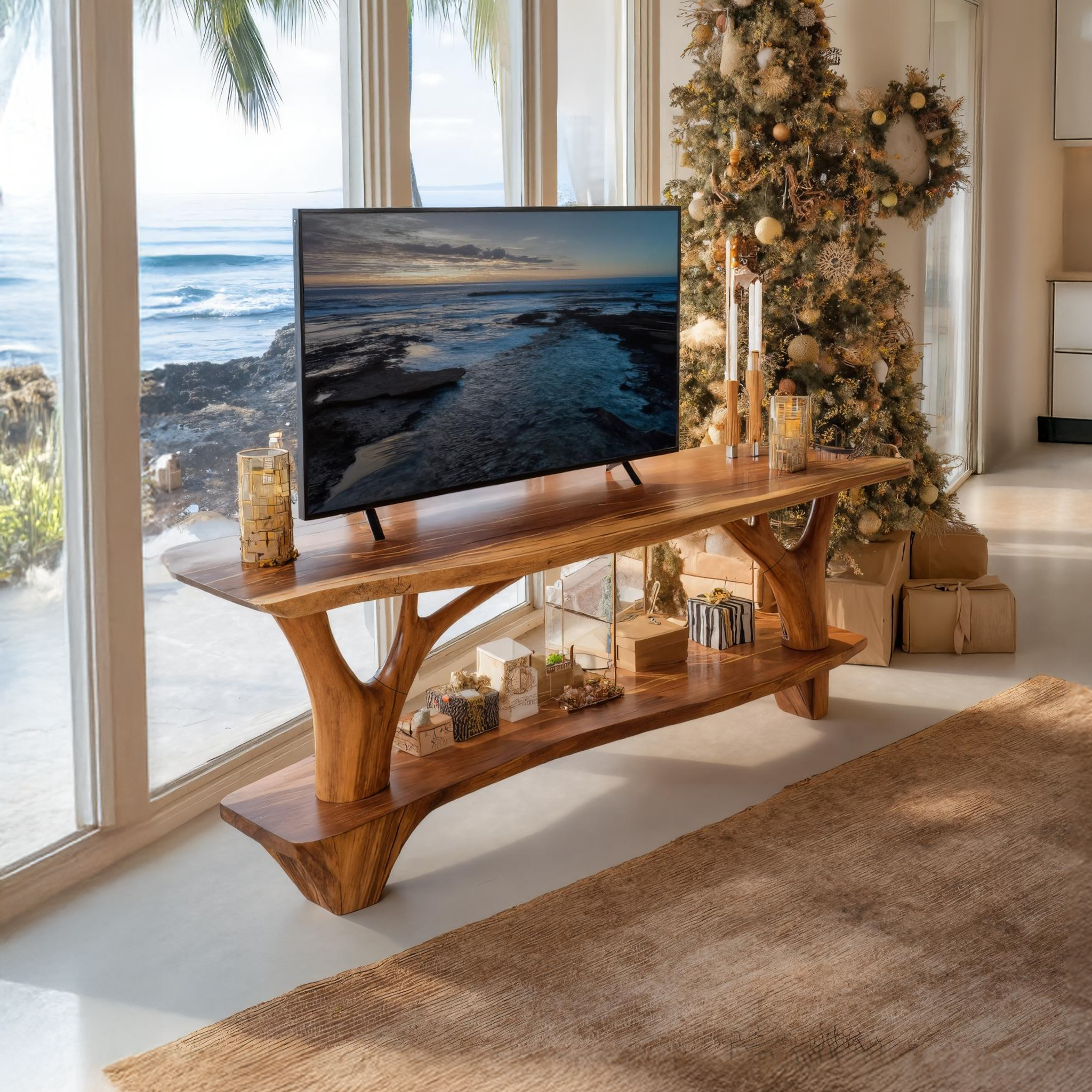 Handcrafted Live Edge Entryway TV Stand For Noel Home Decor SILDTTRCTV031