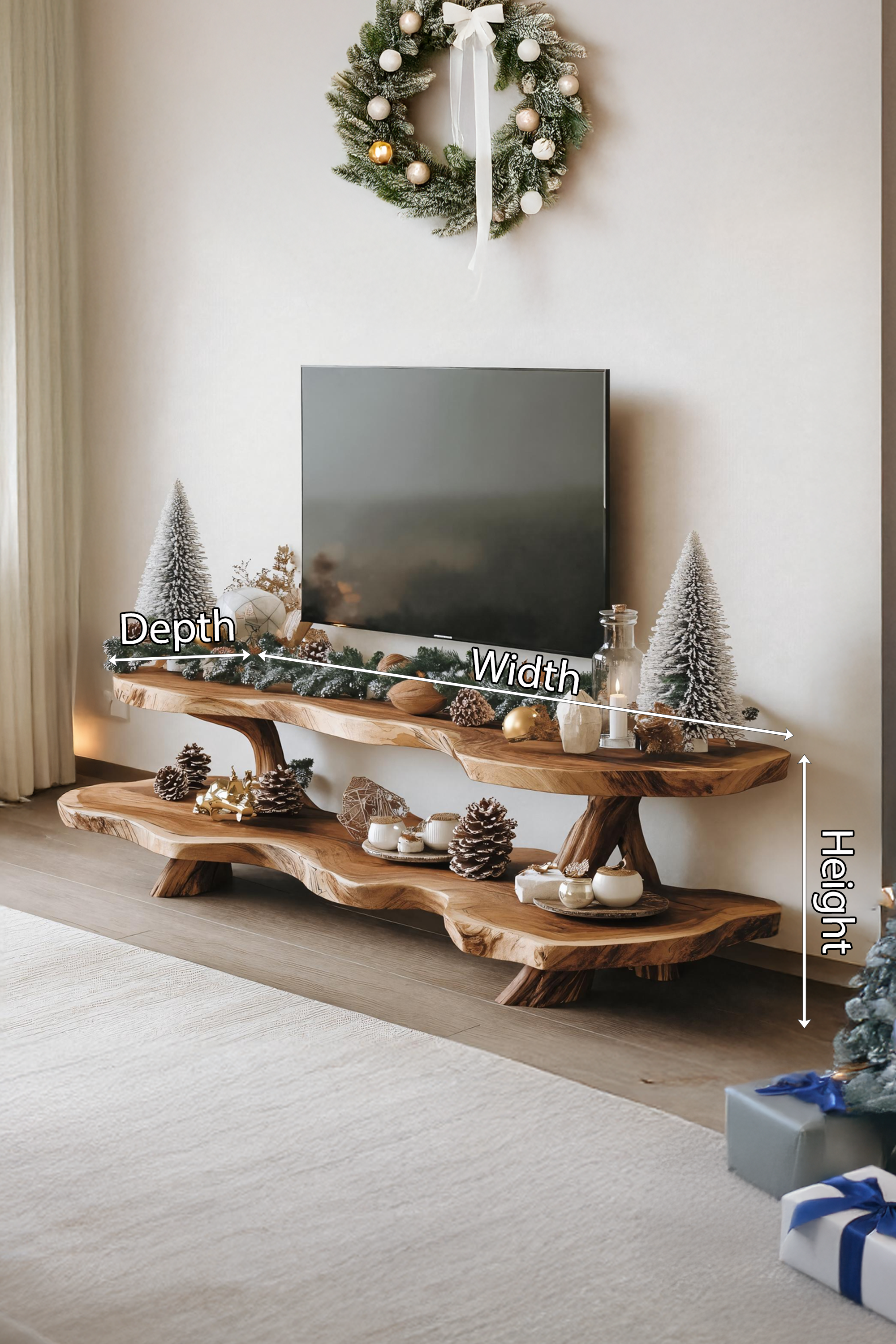 Mid Century Live Edge Entryway TV Console For Christmas Furniture SILDTTNCTV027
