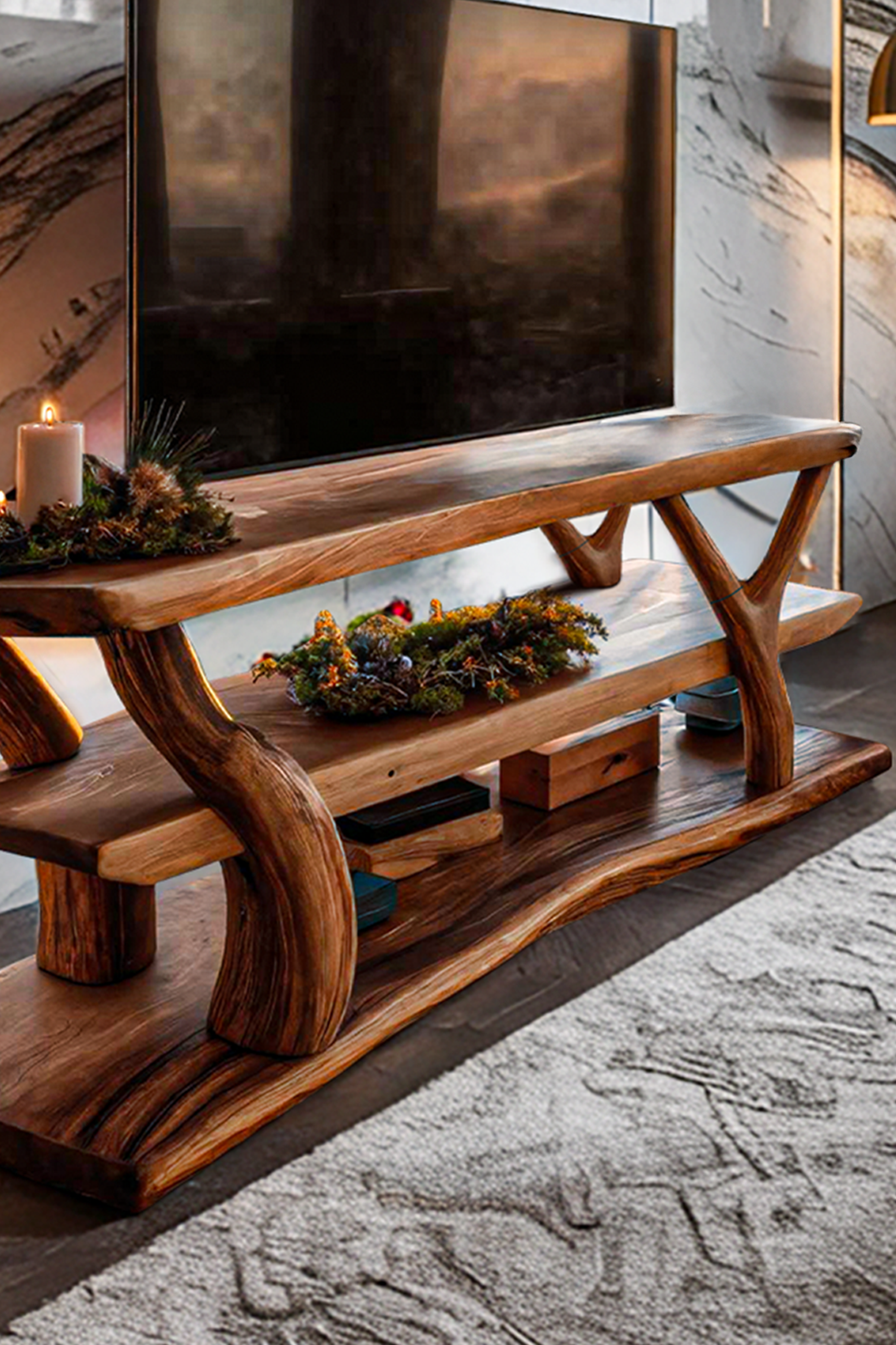 Mid Century Wooden Live Edge TV Console For Christmas Furniture SILDTTRCTV009