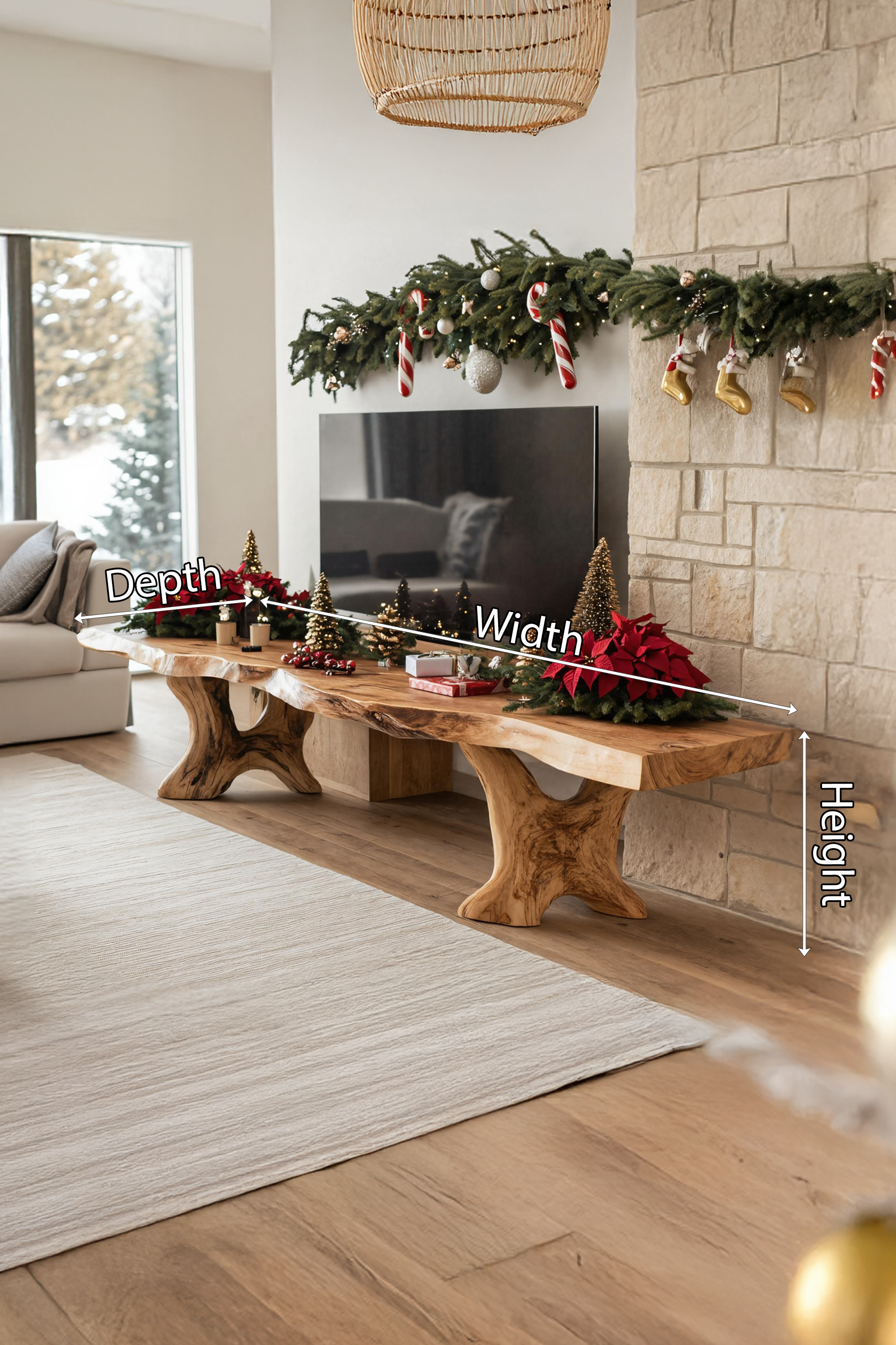 Handcrafted Solid Wood TV Console For Christmas Home Furniture Decor SILDTTNCTV033