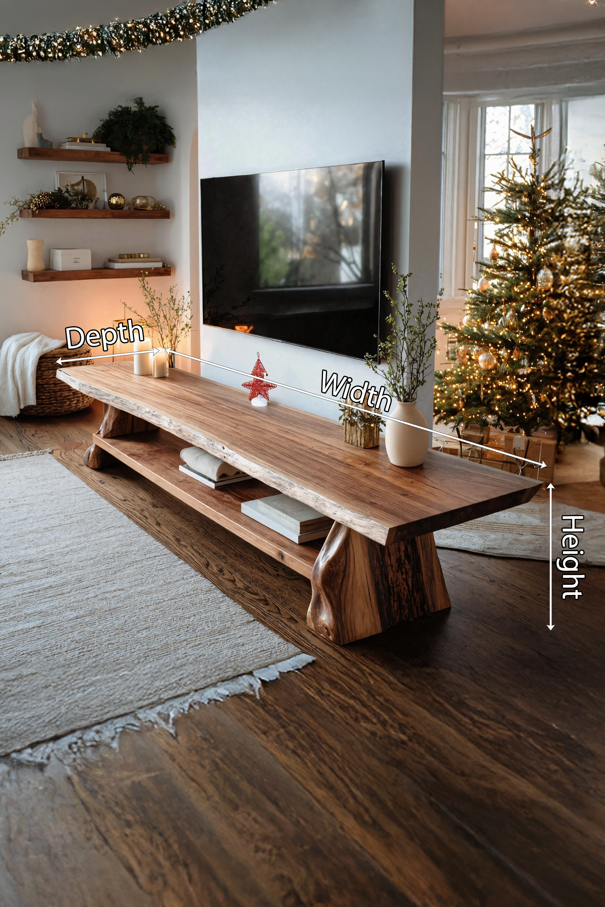 Mid Century Live Edge Wooden TV Console For Holiday Home Living Room SILDTTNCTV014