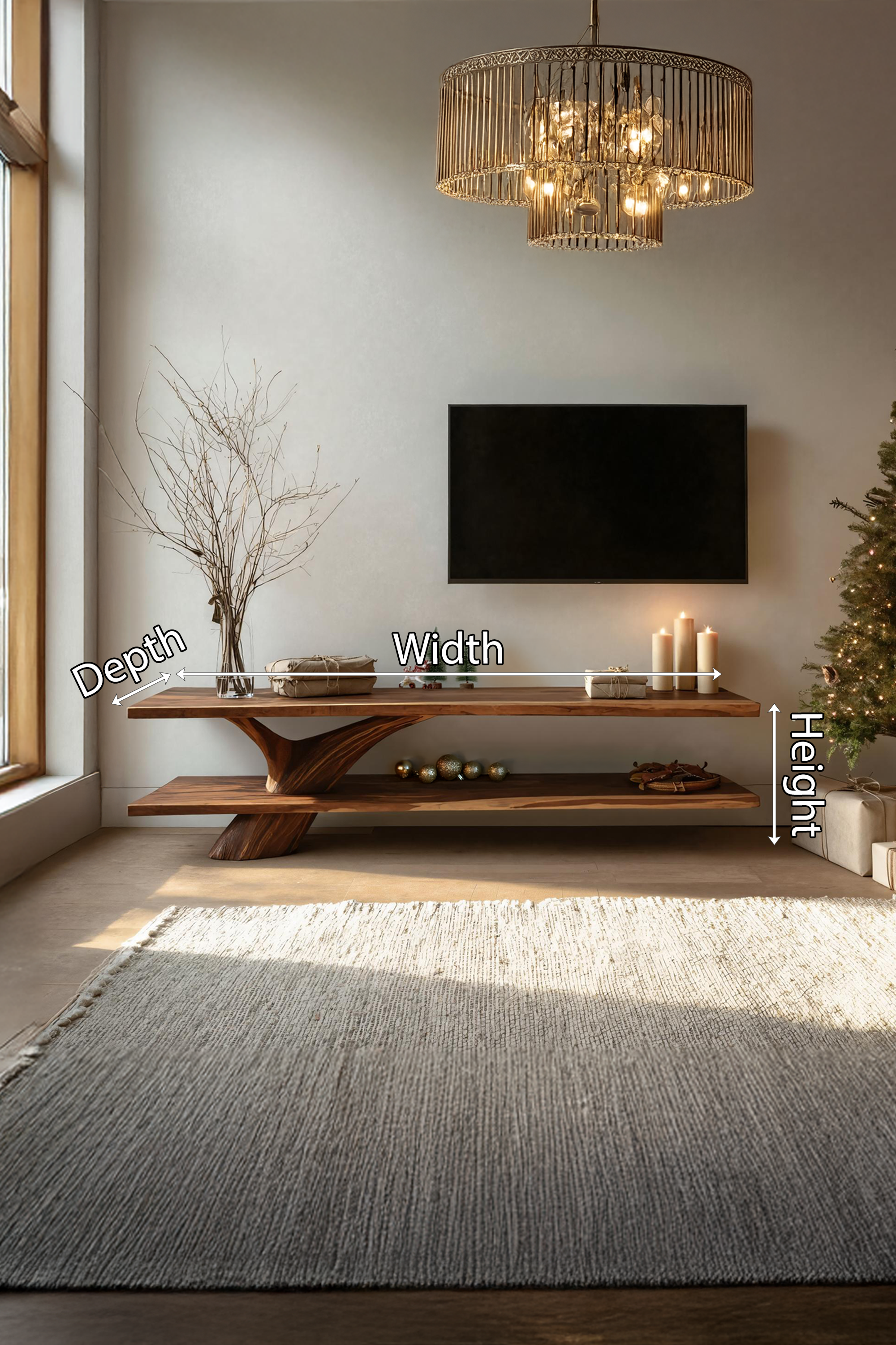 Mid Century Wooden TV Console For Christmas Tree Living Room Decor SILDTTNCTV010