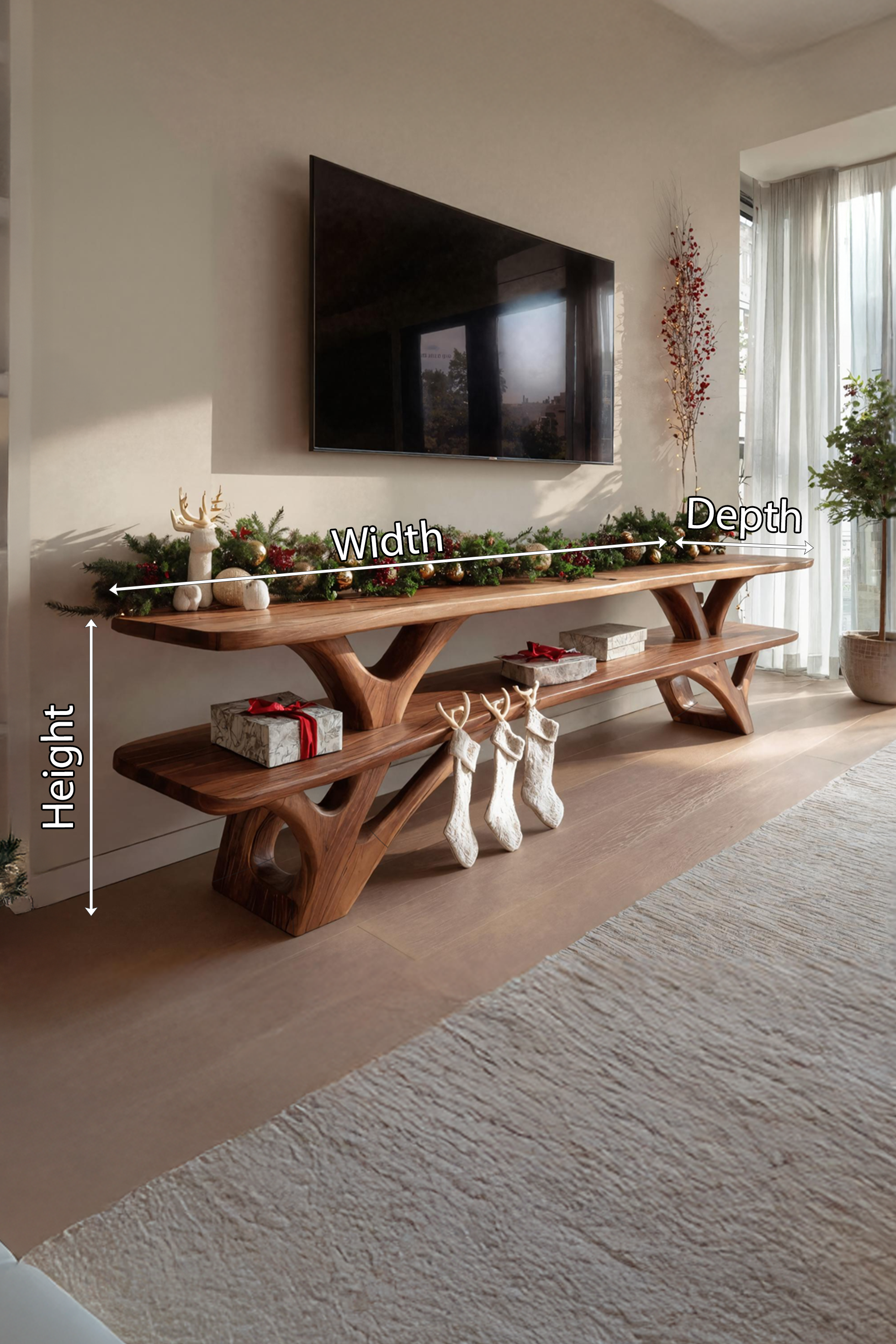 Farmhouse Solid Wood TV Console For Christmas Entryway Furniture SILDTTNCTV017