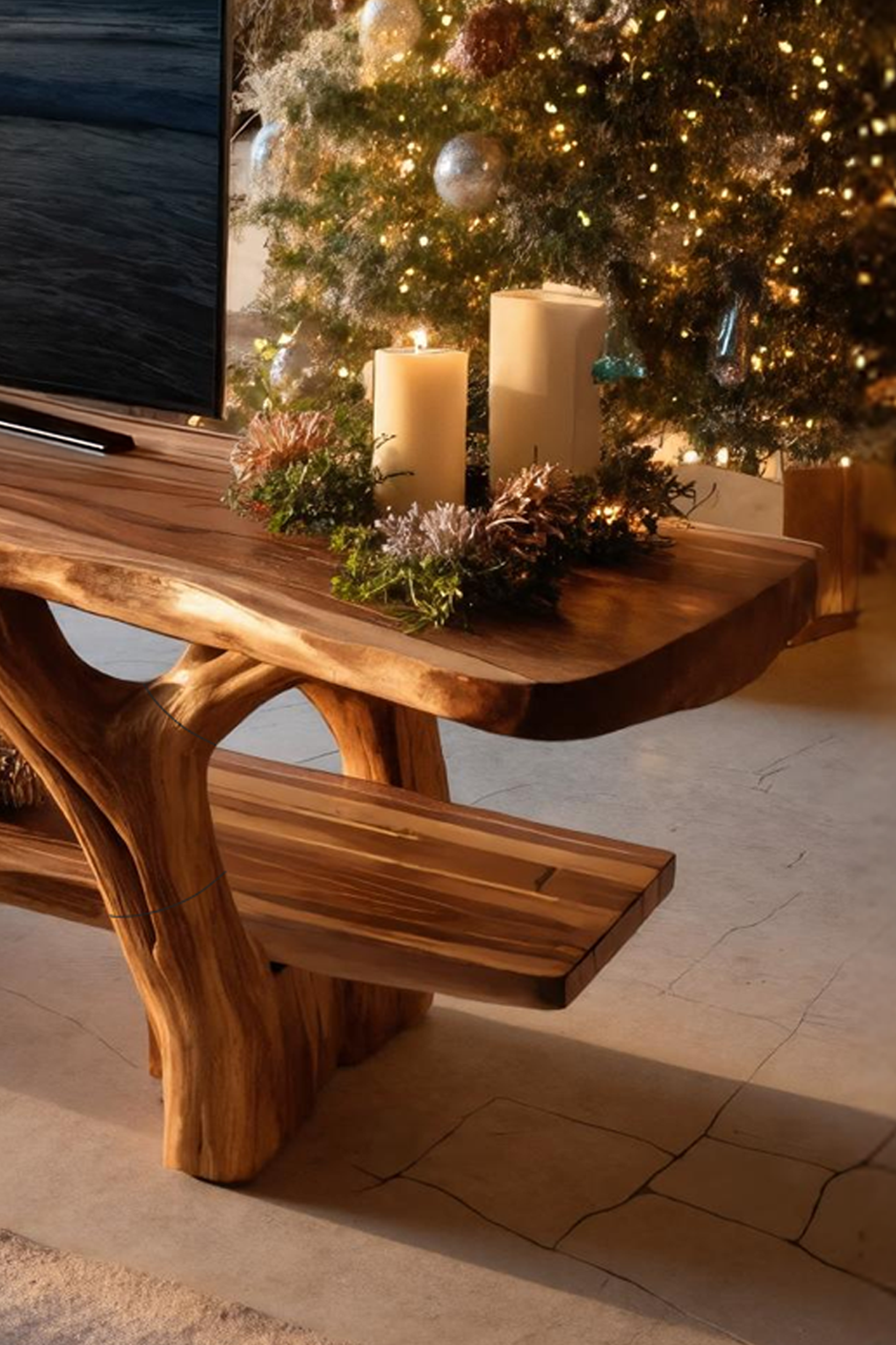 Handcrafted Solid Wood TV Console For Holiday Furniture Design SILDTTRCTV019