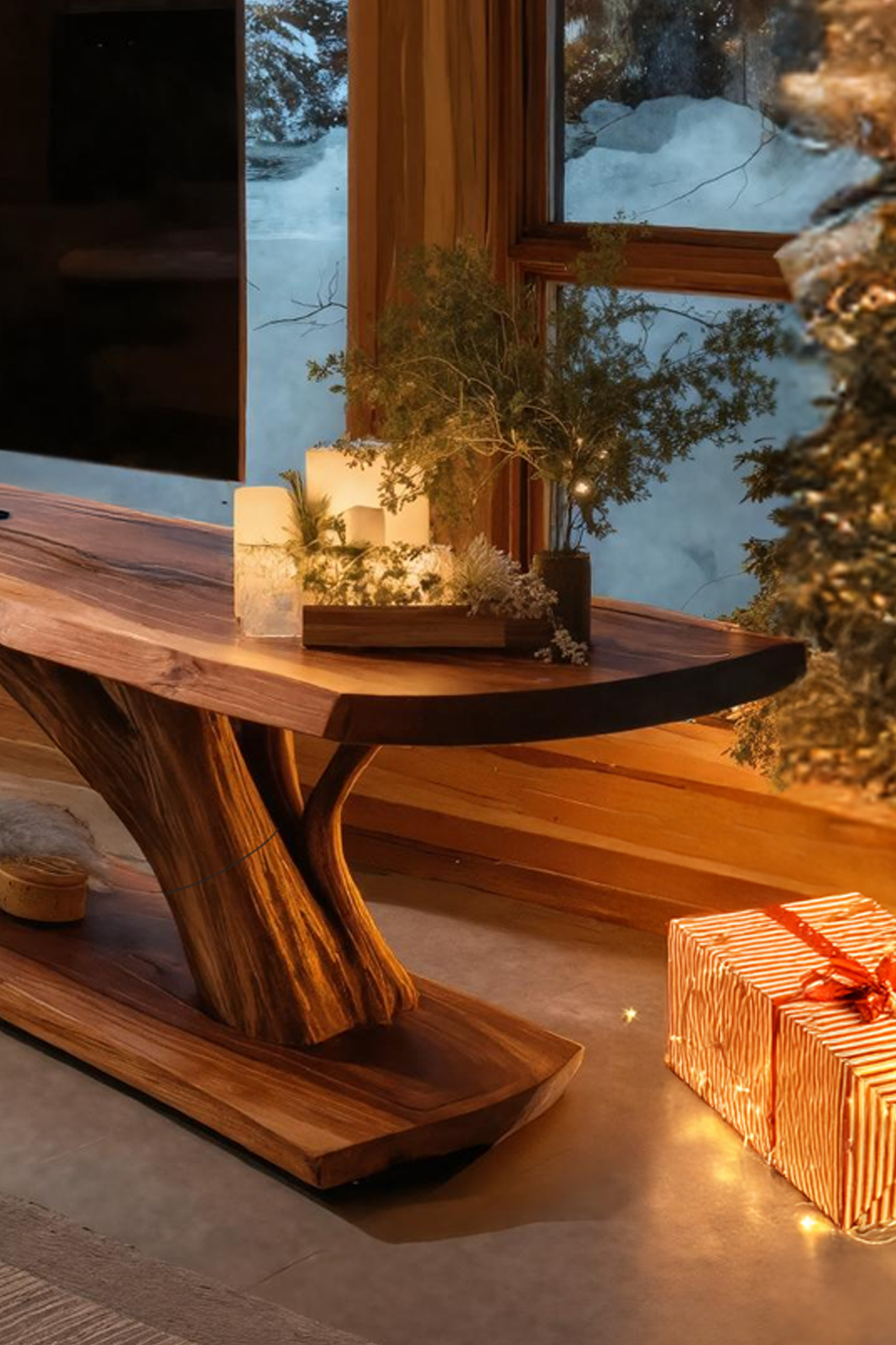 Mid Century Wooden Live Edge TV Console For Festive Bedroom SILDTTRCTV021