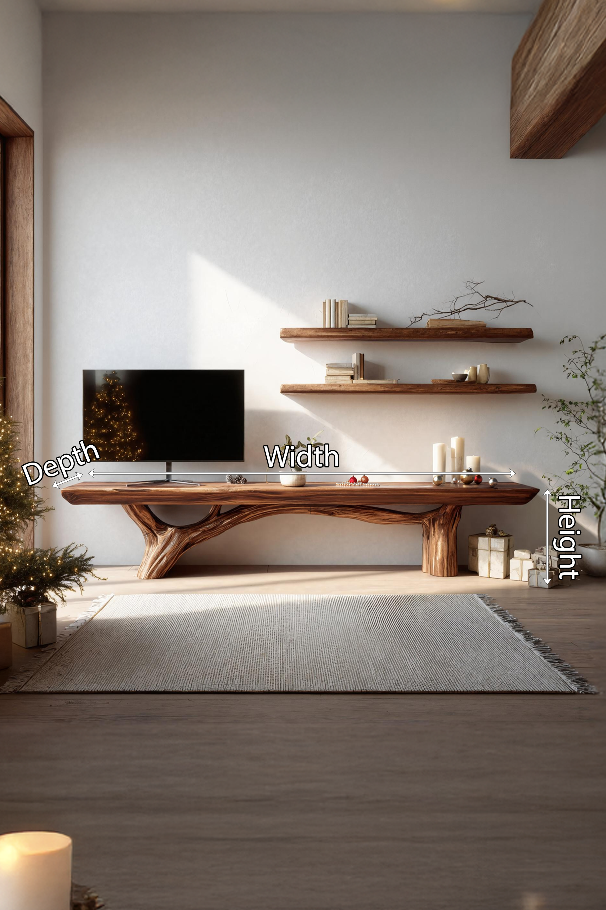 Mid Century Wooden Live Edge TV Console For Holiday Entryway Design SILDTTNCTV005