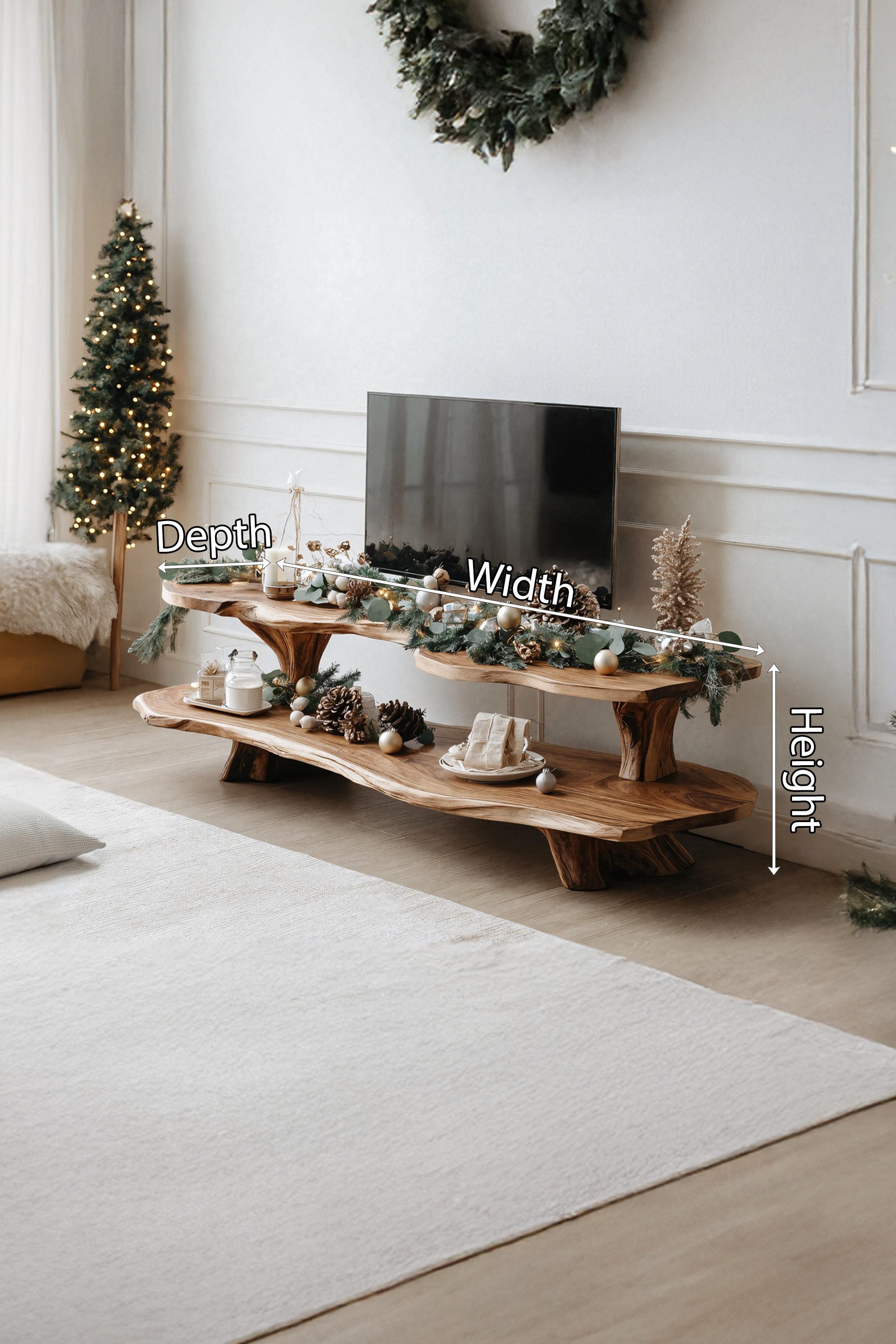 Handcrafted Solid Wood TV Console For Christmas Living Room Furniture SILDTTNCTV007