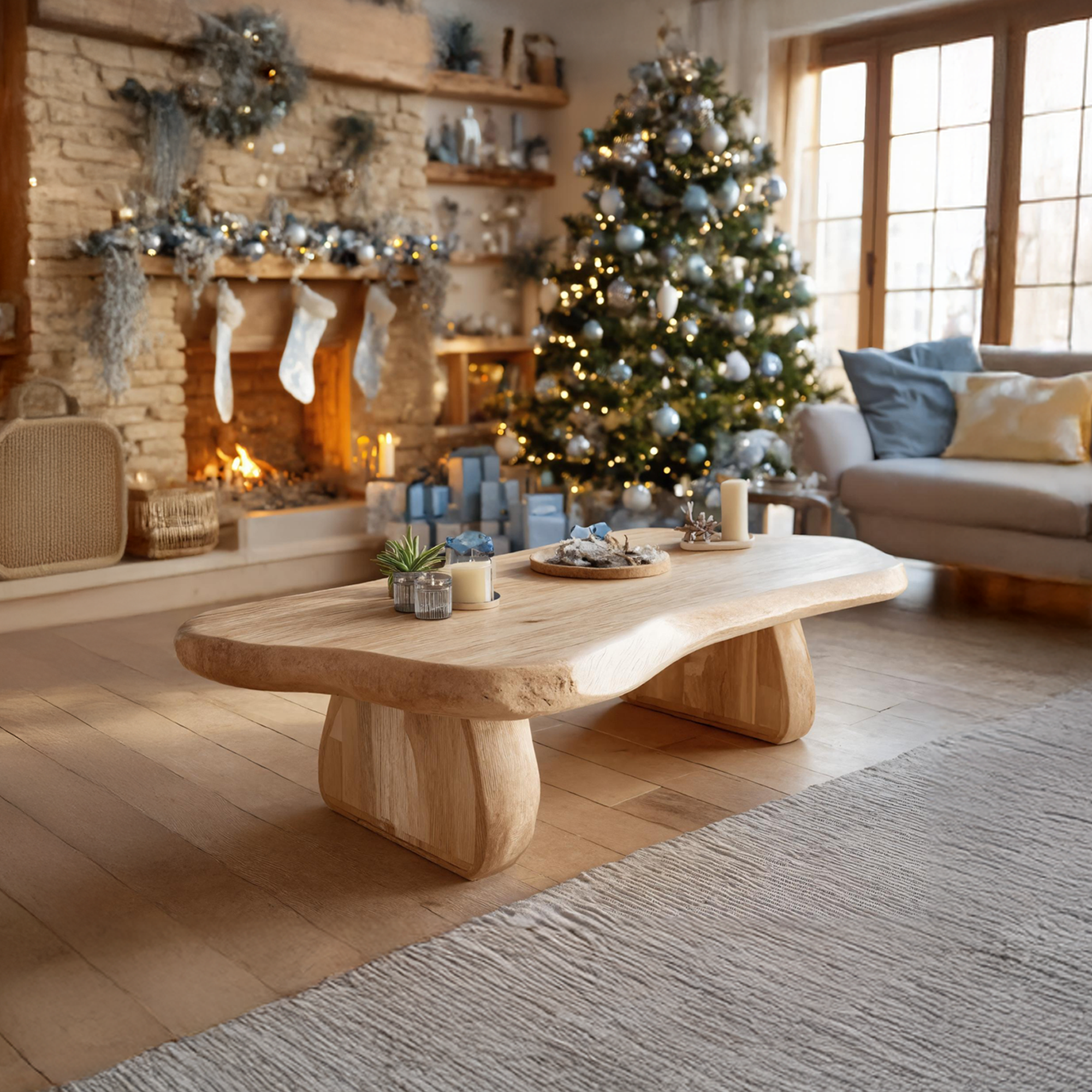 Rustic Farmhouse Solid Wood Coffee Table For Christmas Furniture Accent SILDTTRCCF031
