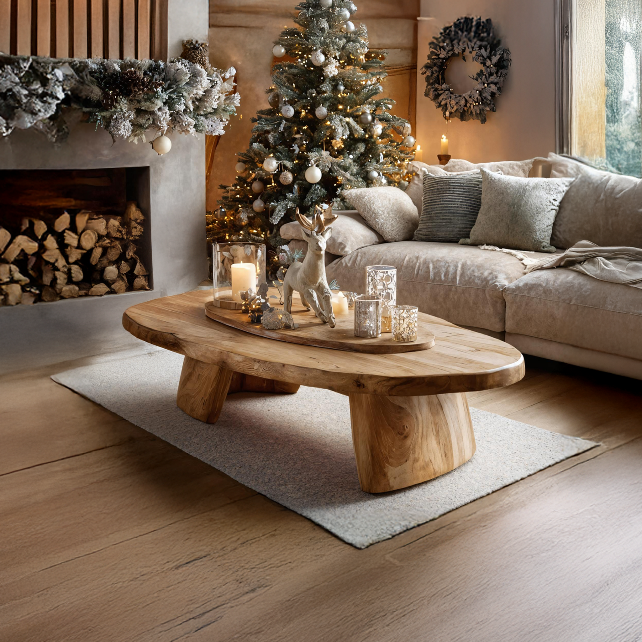 Mid Century Wooden Coffee Table For Holiday Living Room Decor SILDTTRCCF012