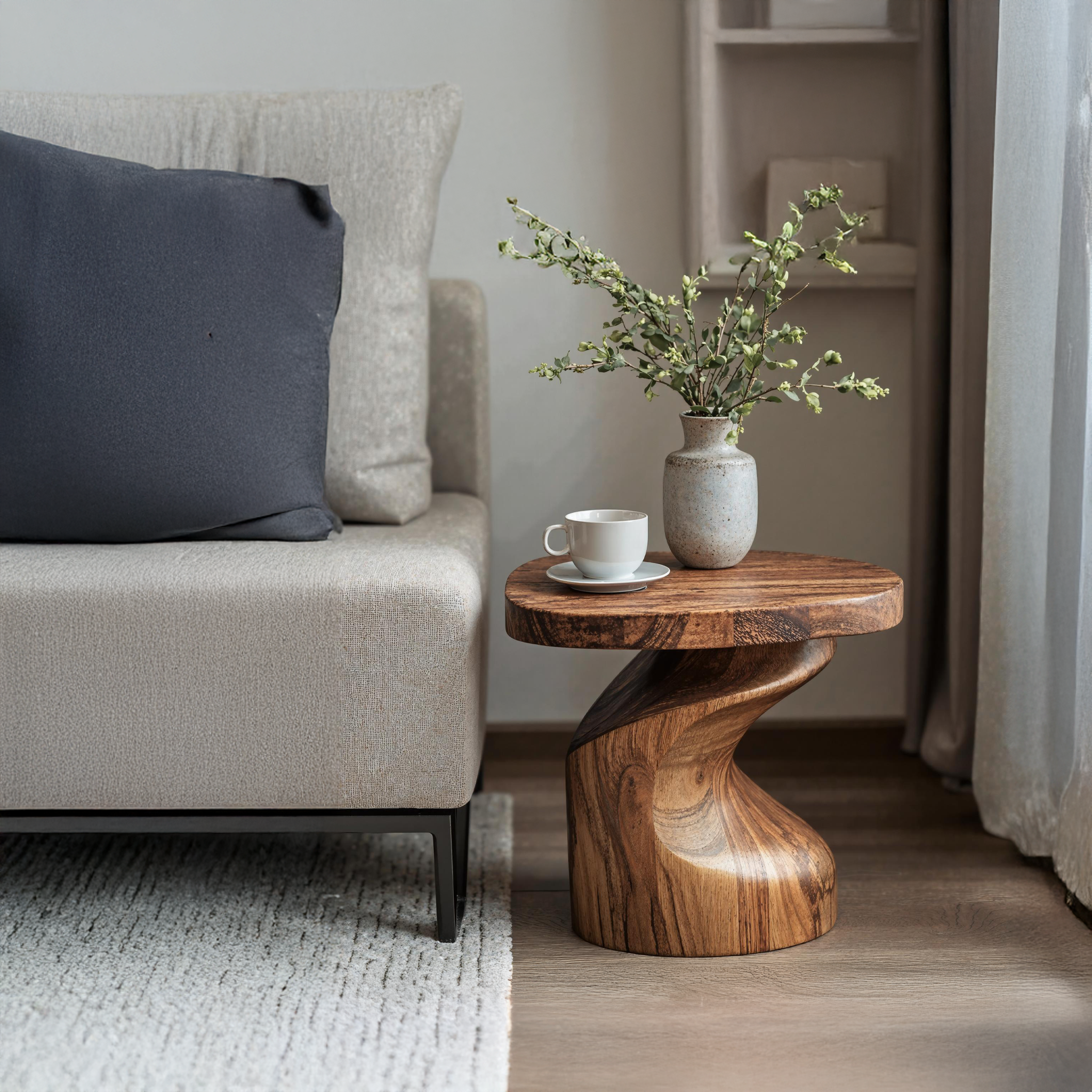 Handcrafted Wood End Table For Natural And Cozy Touch SILDTEN115
