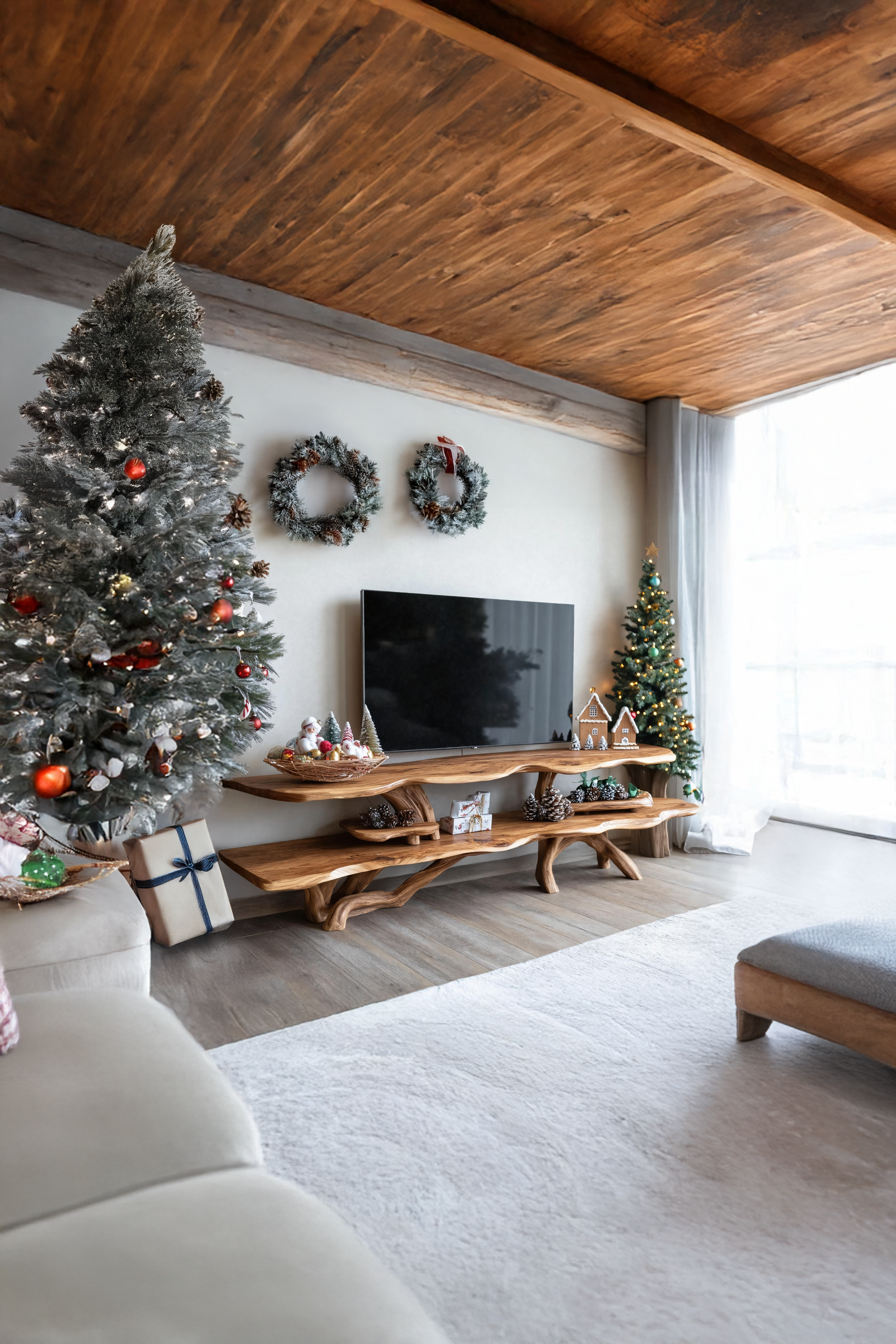 Modern Wooden Live Edge TV Console For Holiday Entryway And Living Room SILDTTNCTV029