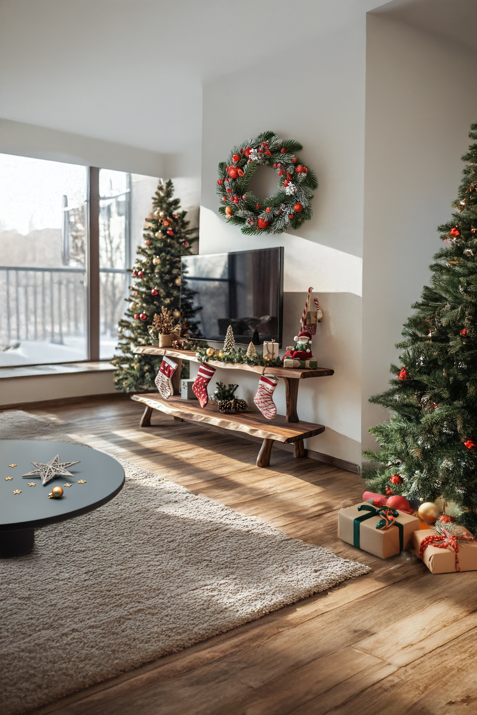 Handcrafted Solid Wood TV Console For Holiday Bedroom Furniture SILDTTNCTV025