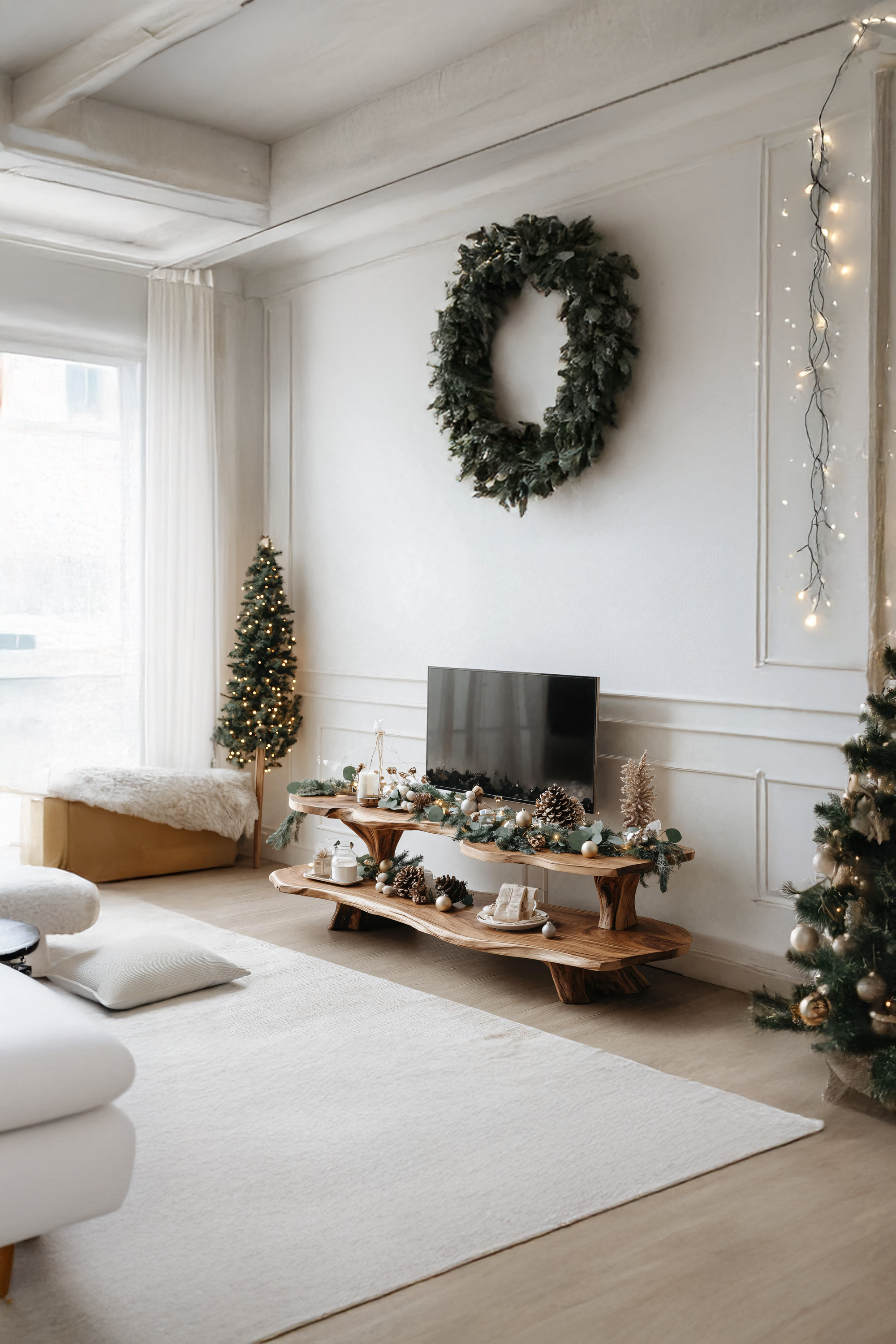 Handcrafted Solid Wood TV Console For Christmas Living Room Furniture SILDTTNCTV007