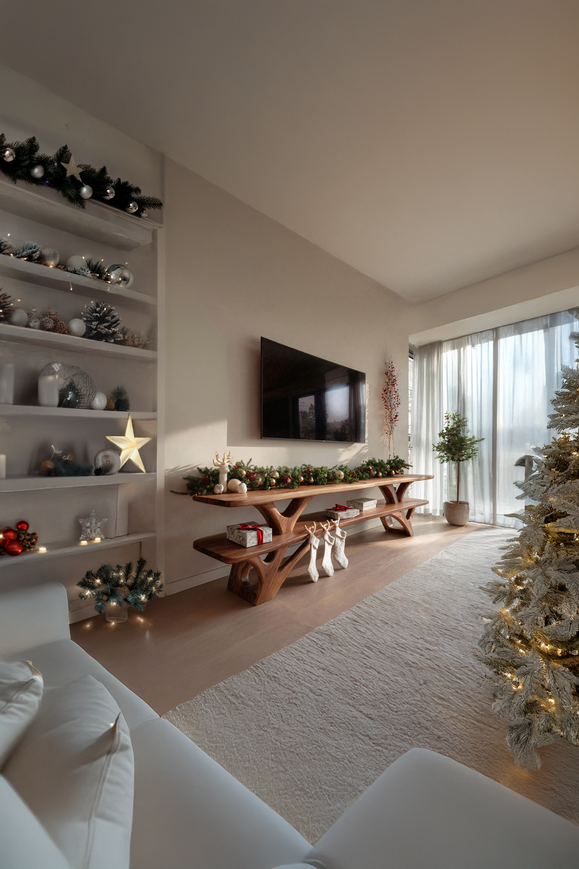 Farmhouse Solid Wood TV Console For Christmas Entryway Furniture SILDTTNCTV017