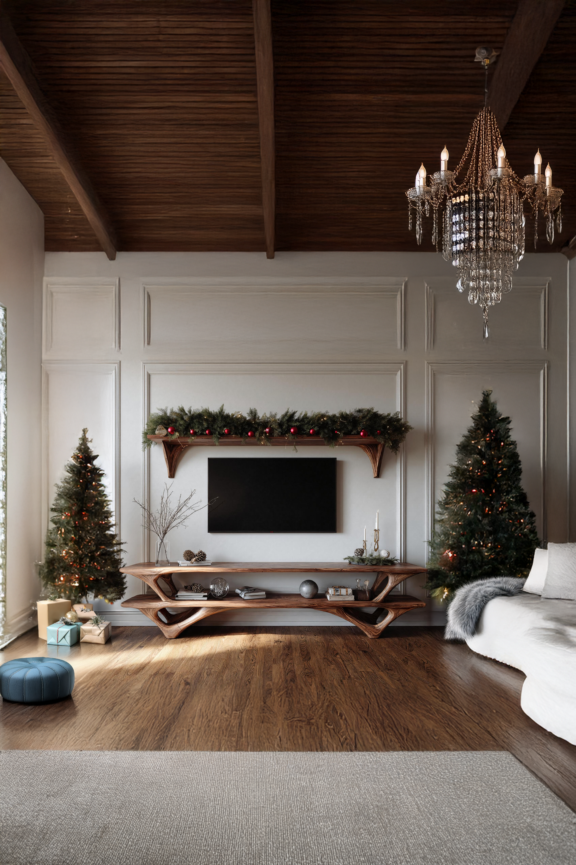 Farmhouse Wooden Live Edge TV Console For Holiday Furniture Decor SILDTTNCTV001