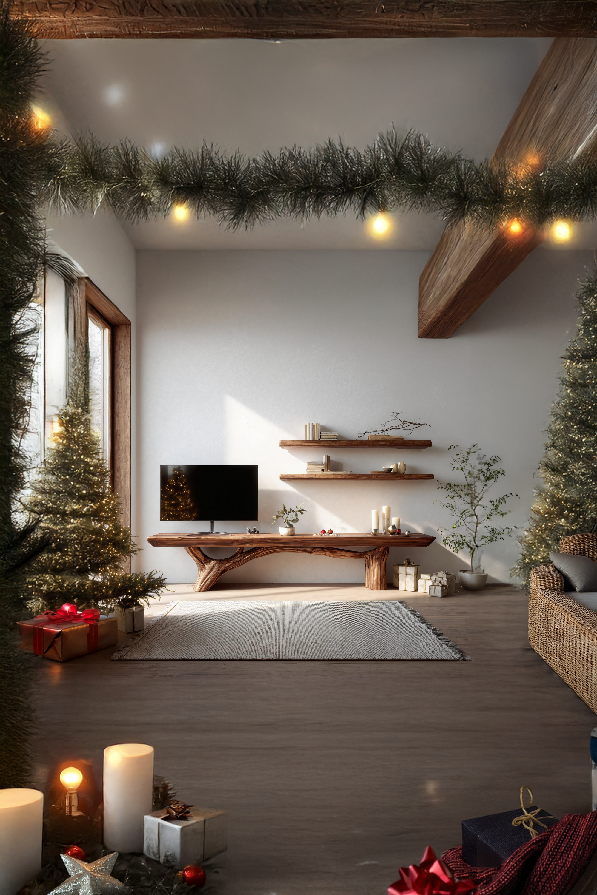 Mid Century Wooden Live Edge TV Console For Holiday Entryway Design SILDTTNCTV005