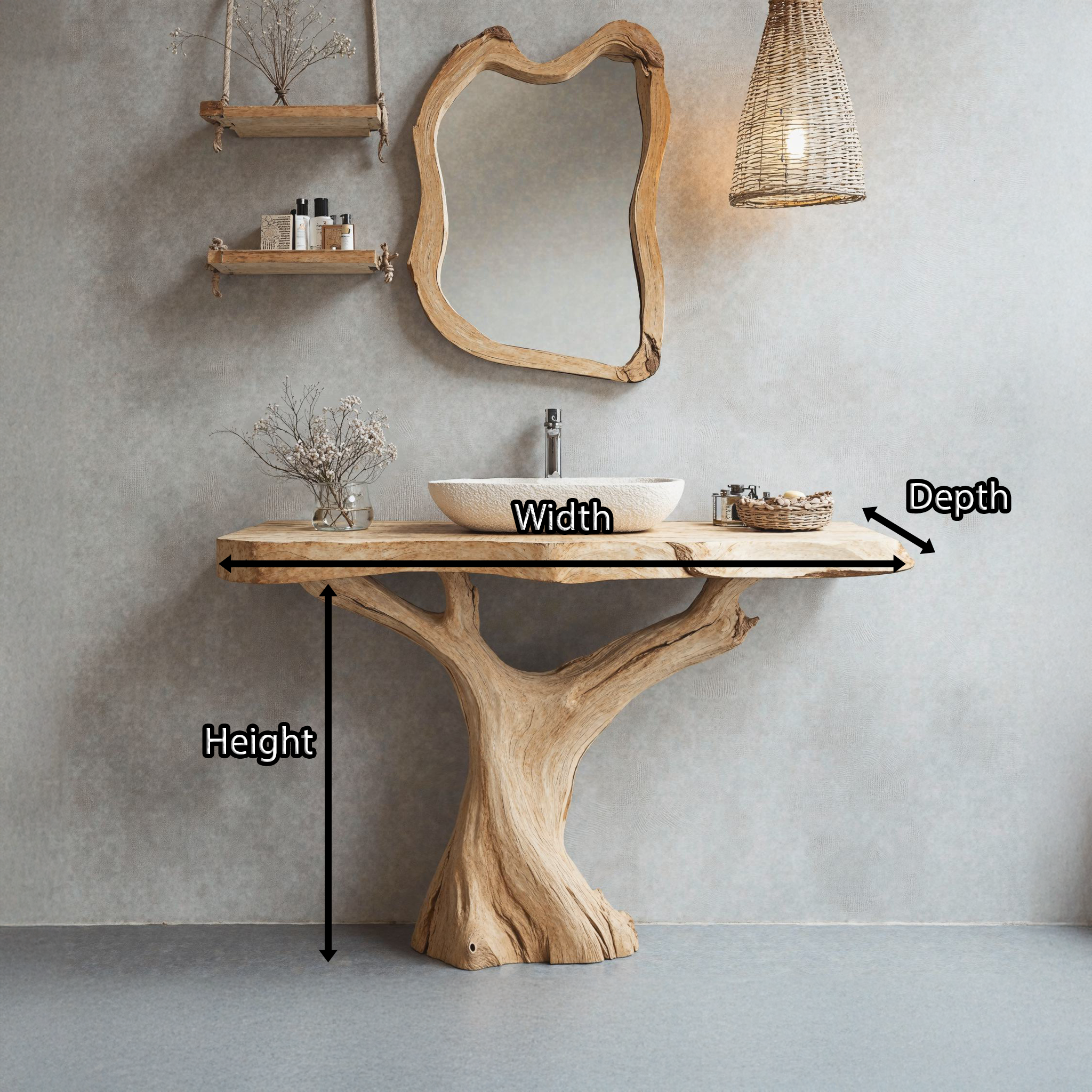 Rustic Handcrafted Wood Bathroom Vanity With Bathroom Spaces SILDTBRV104