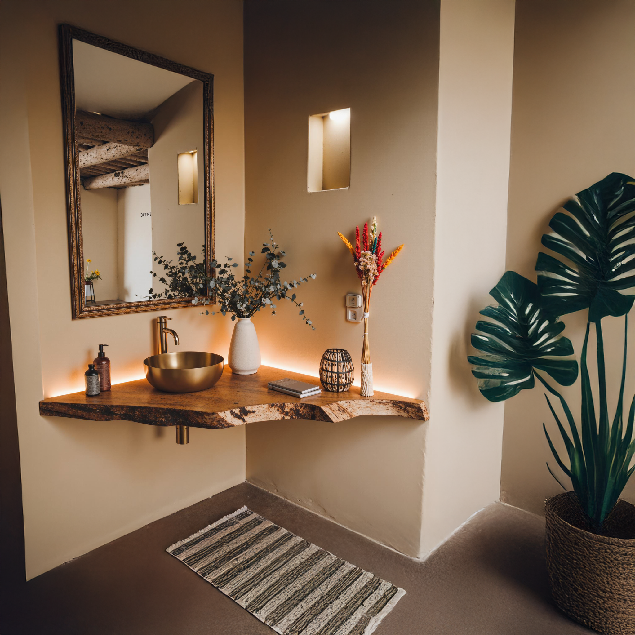 Live Edge Corner Bathroom Vanity Shelf Wall SILDTBRV072