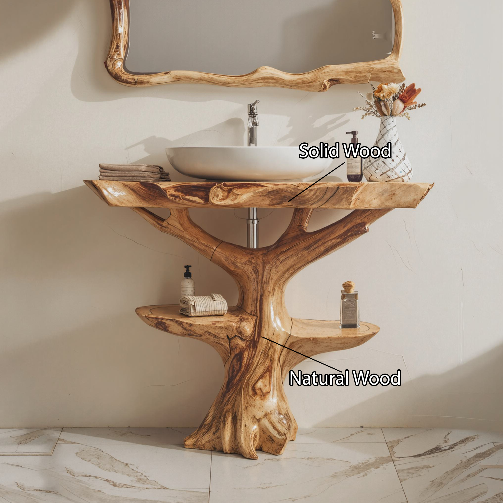 Handcrafted Wood Vanity Bathroom SILDTBRV007