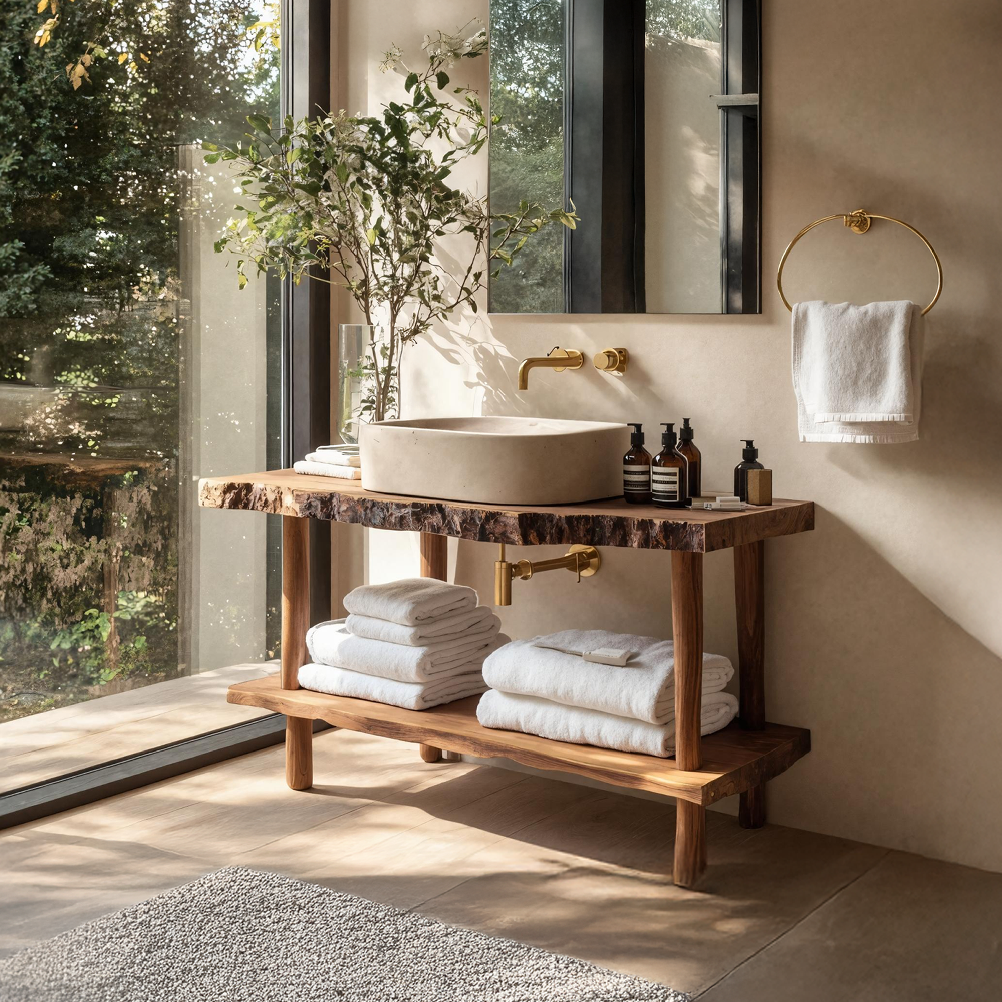 Mid Century Wooden Vanity For Bathroom Furniture Decor SILDTTRBRV034