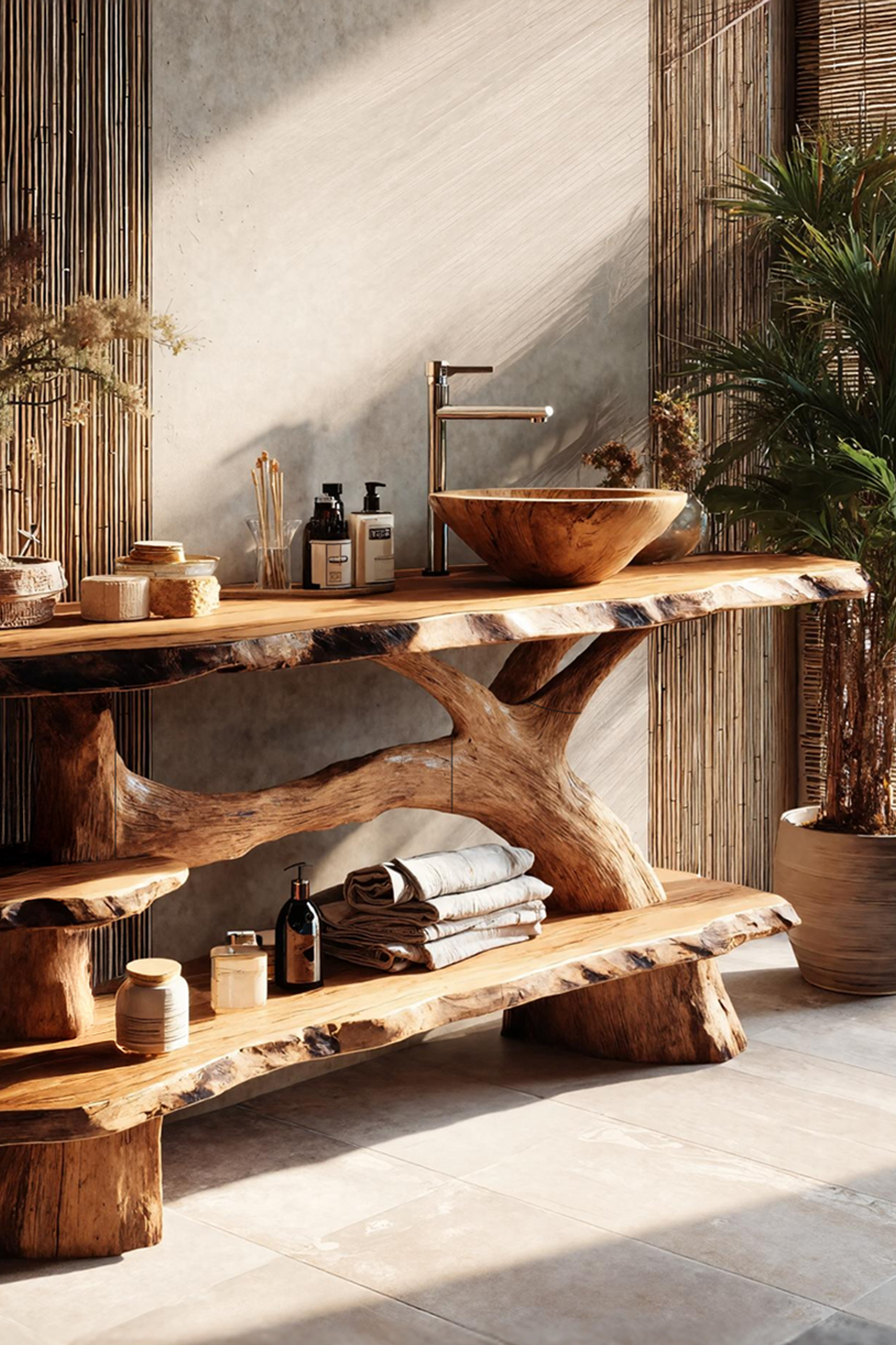 Modern Live Edge Tree Trunk Vanity For Classic Bathroom Interior Decor SILDTTRBRV093