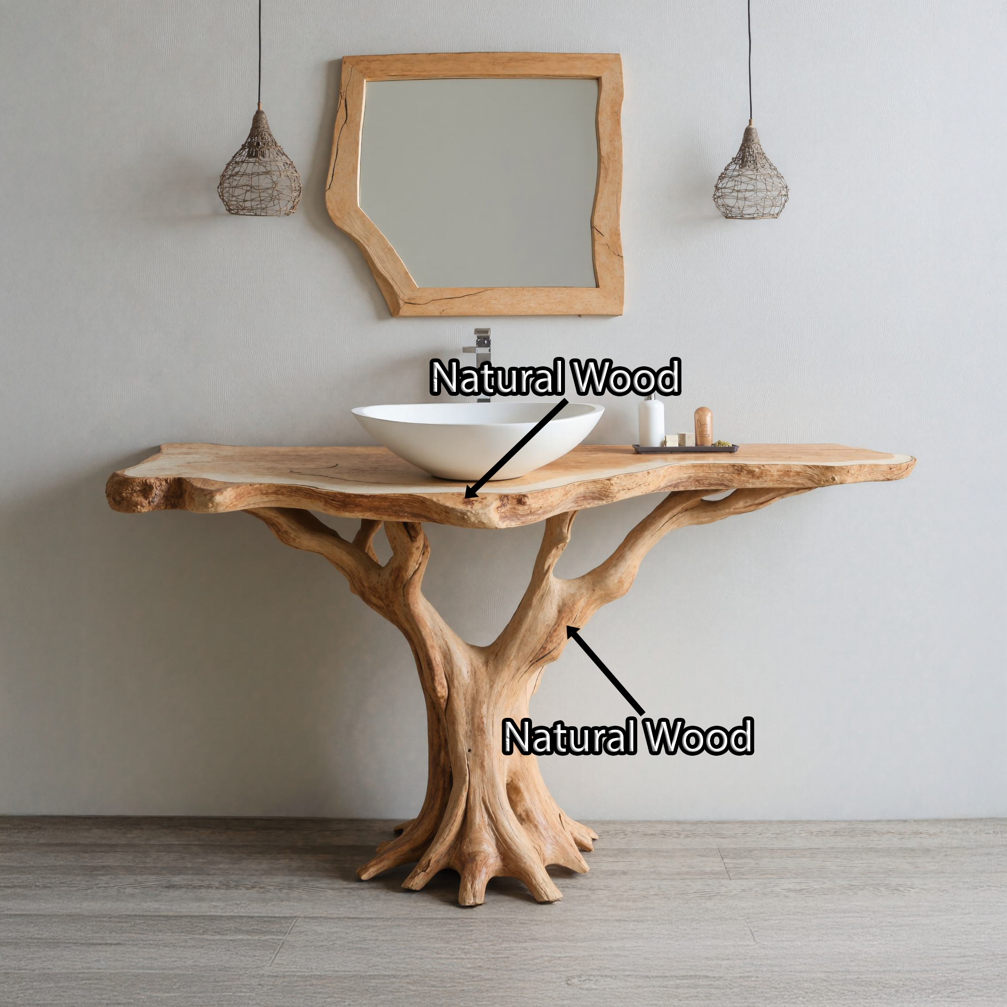 Modern Rustic Bathroom Vanity With Solid Wood Construction SILDTBRV107