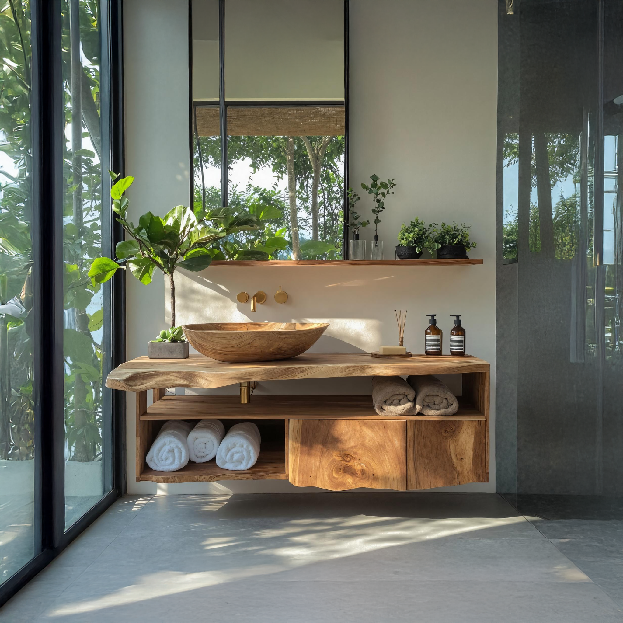 Mid Century Vanity Cabinet For Bathroom Furniture SILDTTRBRV026