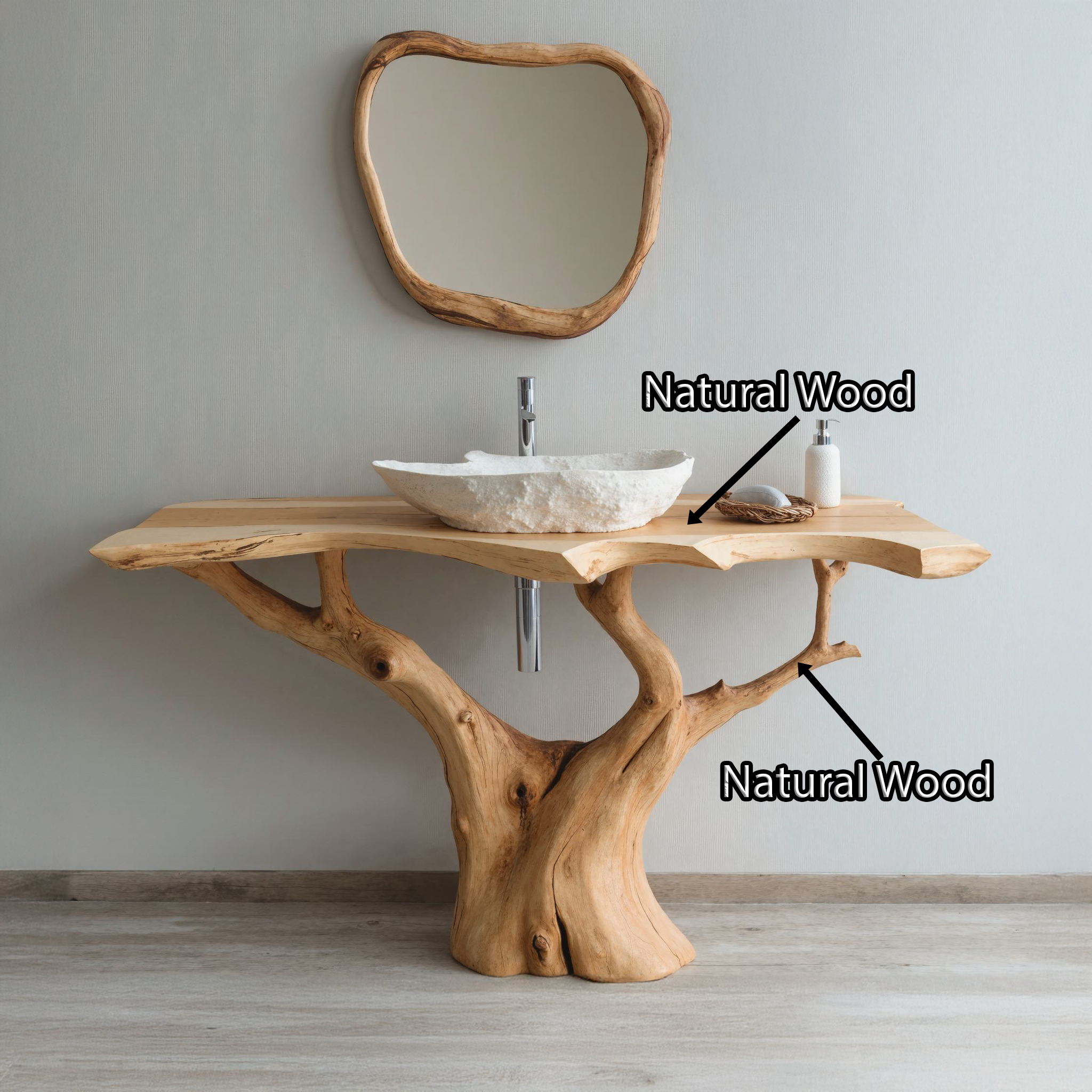 Rustic Wood Bathroom Vanity In Minimalist Design SILDTBRV108