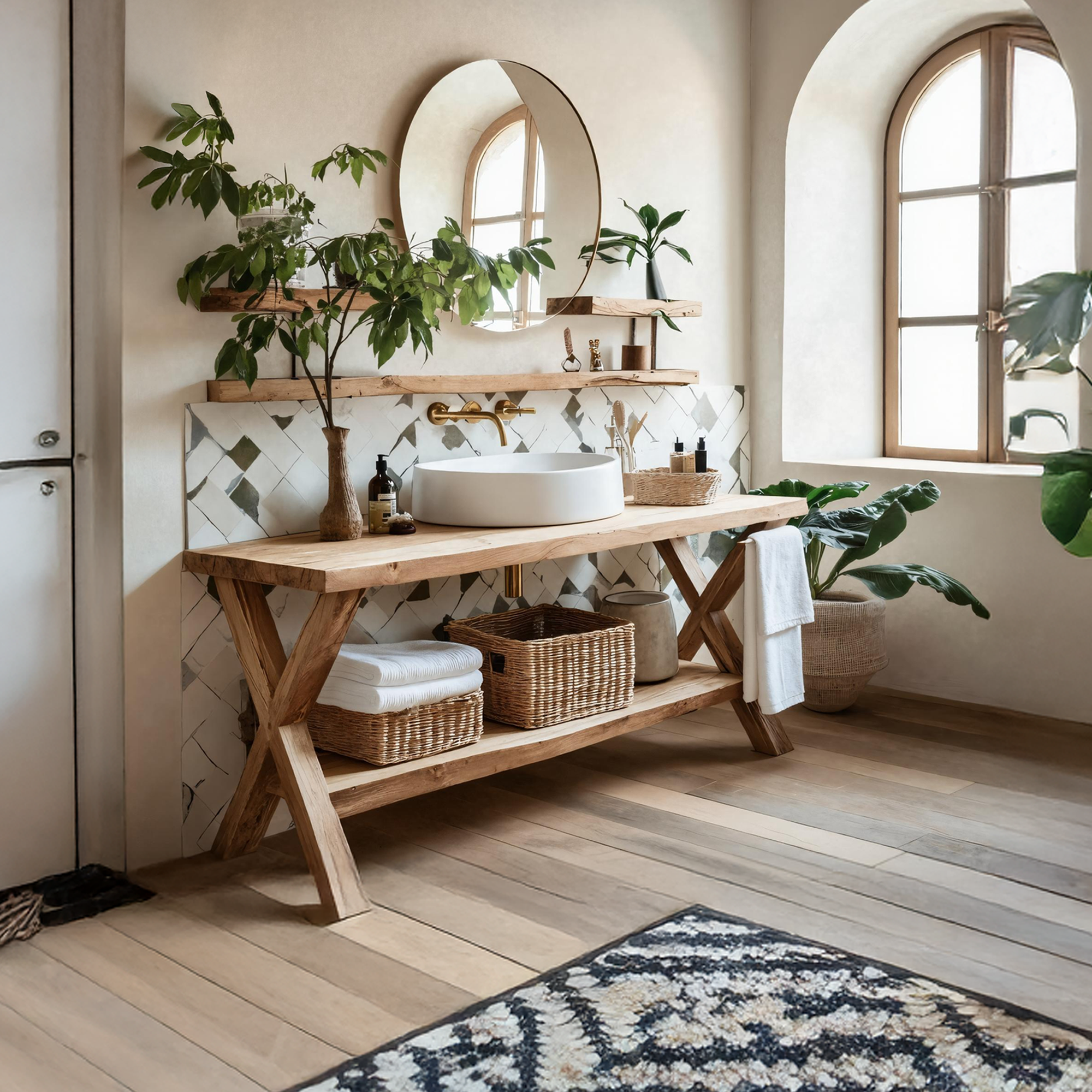 Rustic Wooden Vanity For Natural Bathroom Interiors SILDTTRBRV042