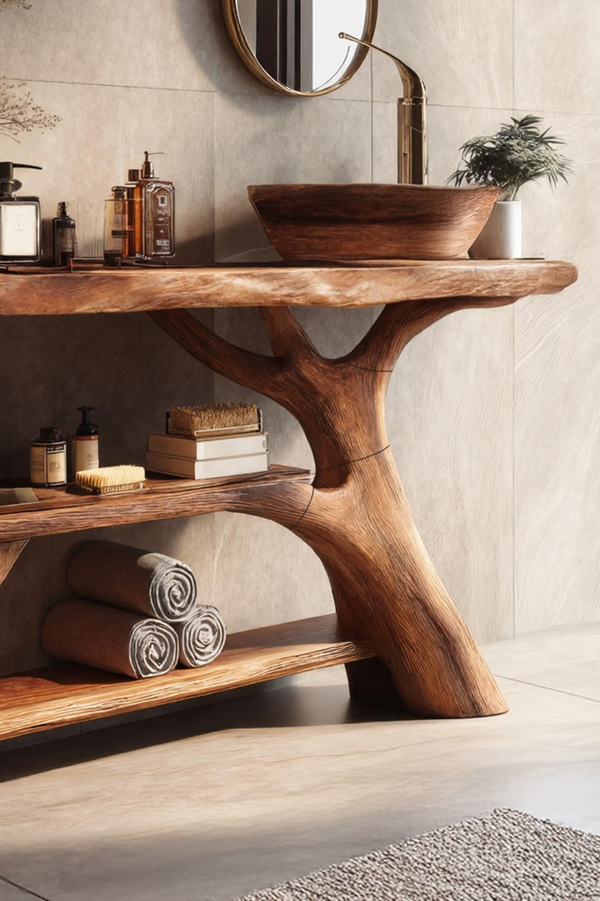 Mid Century Solid Wood Bathroom Vanity For Classic Furniture Home Design SILDTTRBRV086