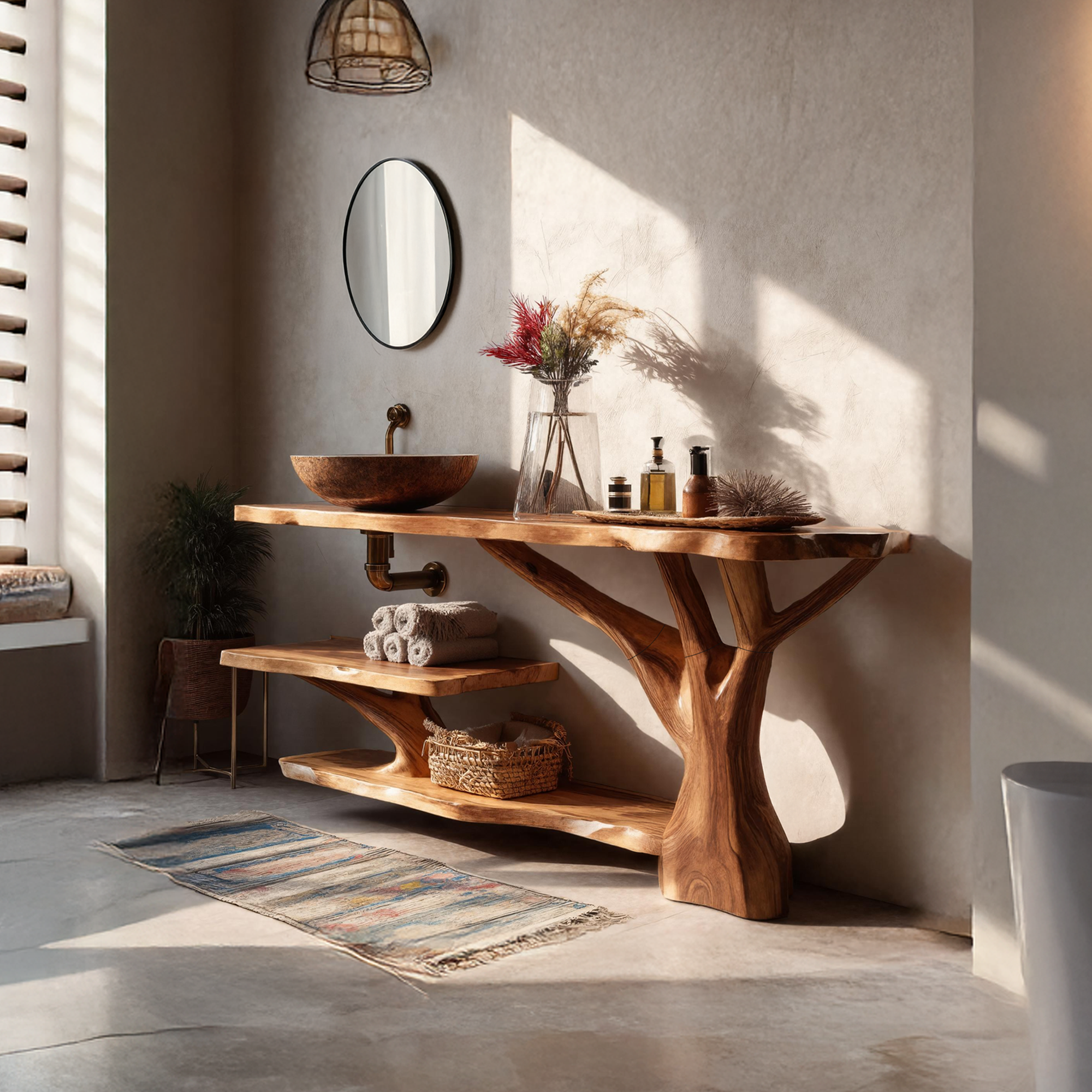 Farmhouse Solid Wood Bathroom Vanity For Rustic Furniture Decoration SILDTTRBRV071