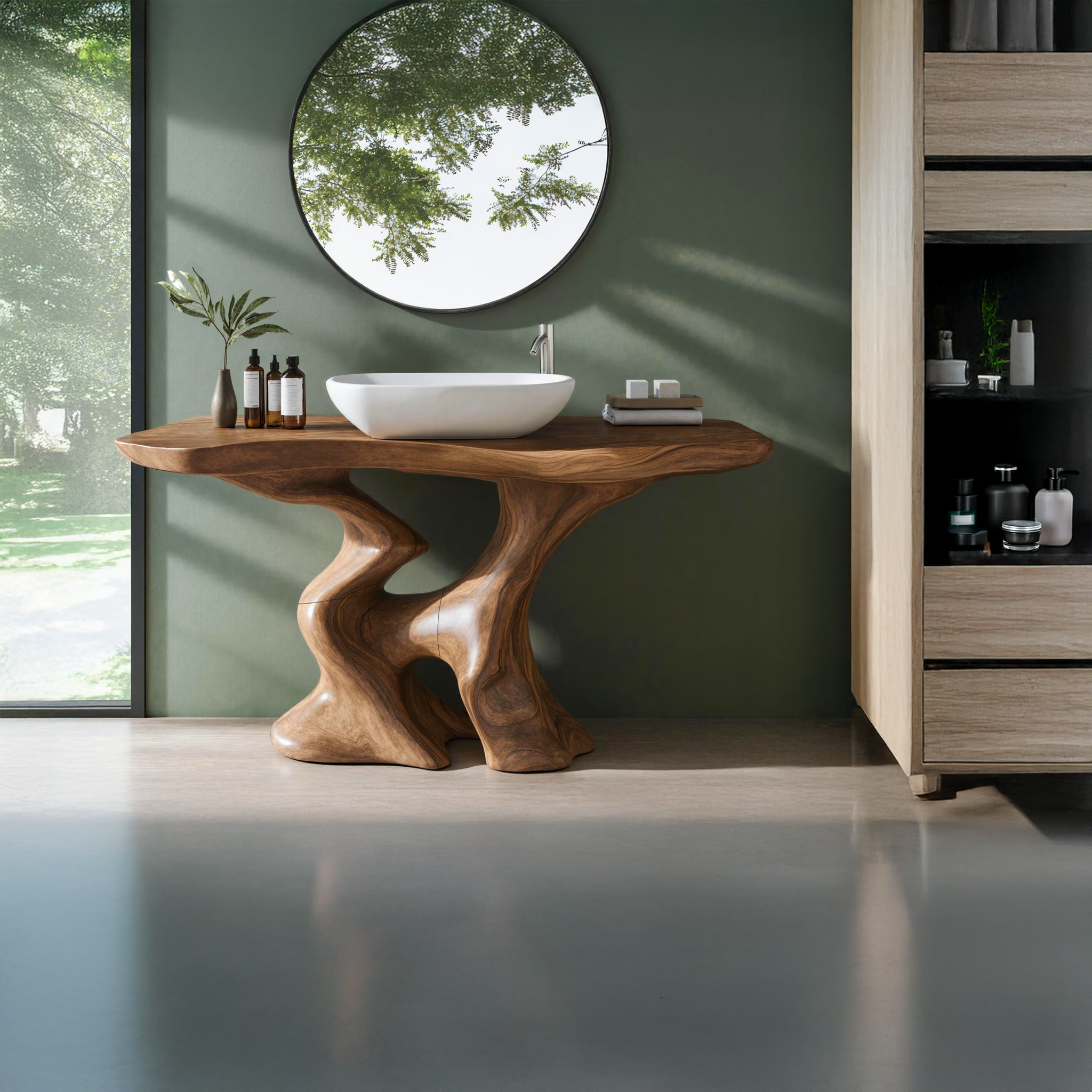 Mid Century Solid Vanity For Minimalist Bathroom SILDTTRBRV004