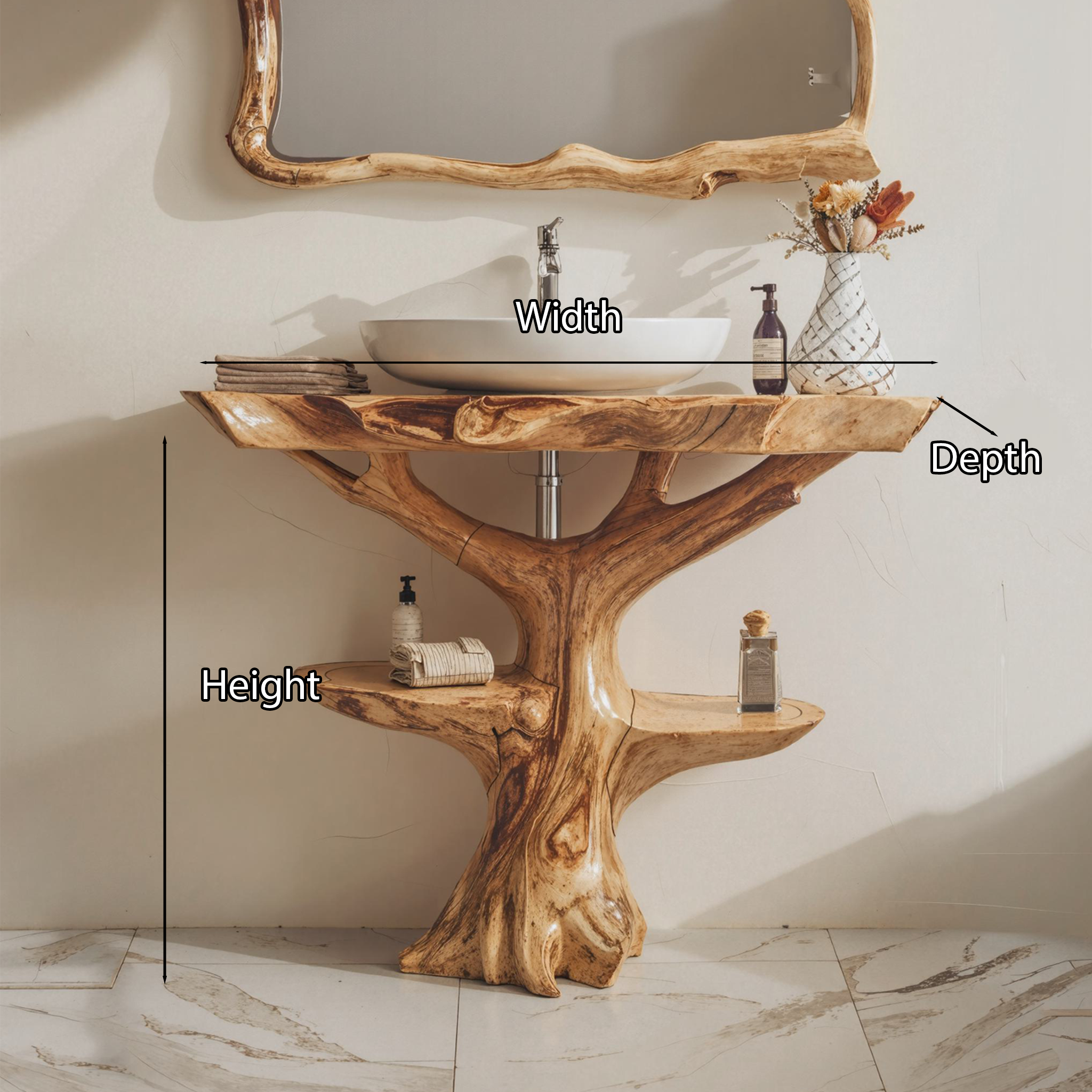 Handcrafted Wood Vanity Bathroom SILDTBRV007