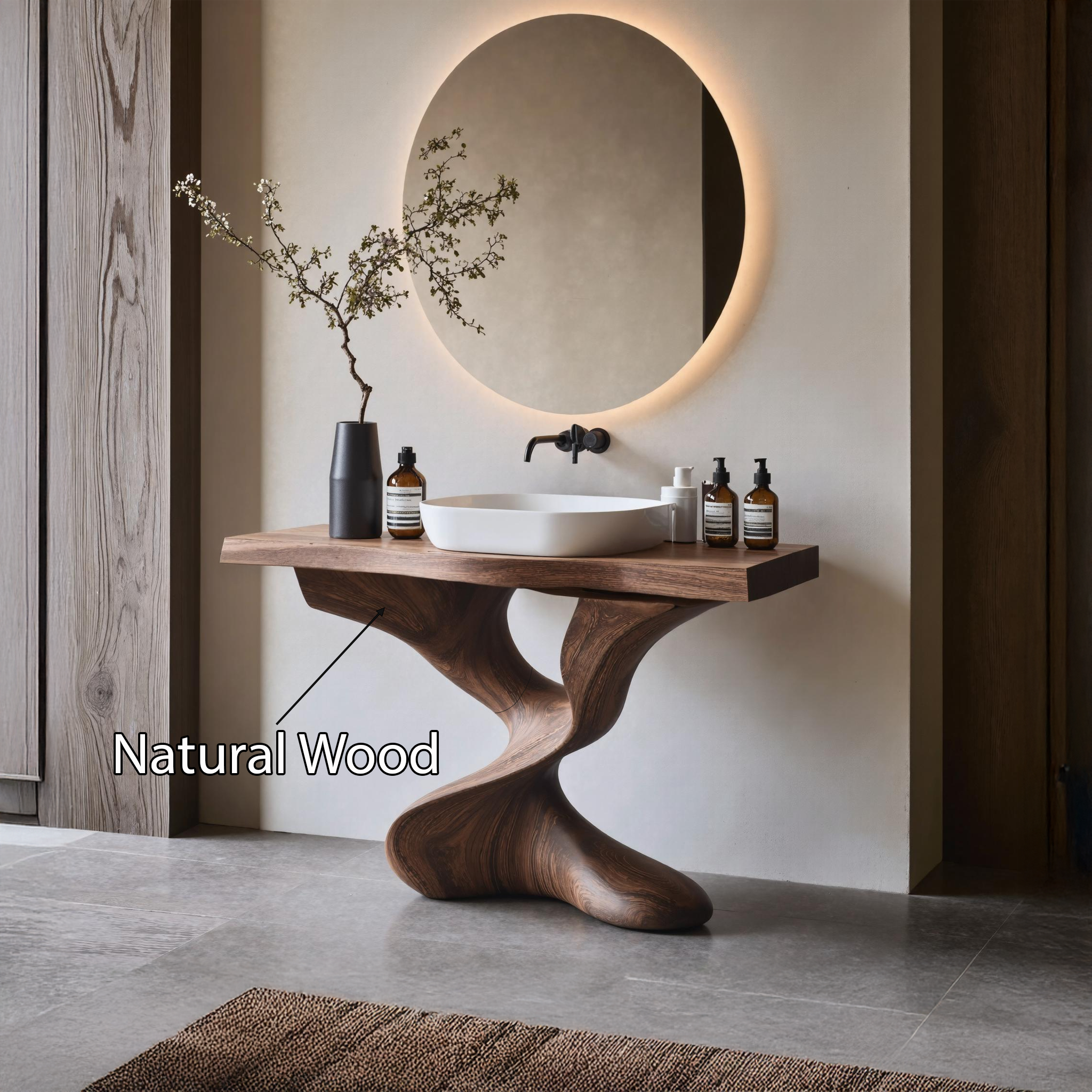 Farmhouse Solid Wood Vanity For Natural Bathroom SILDTTNBRV006