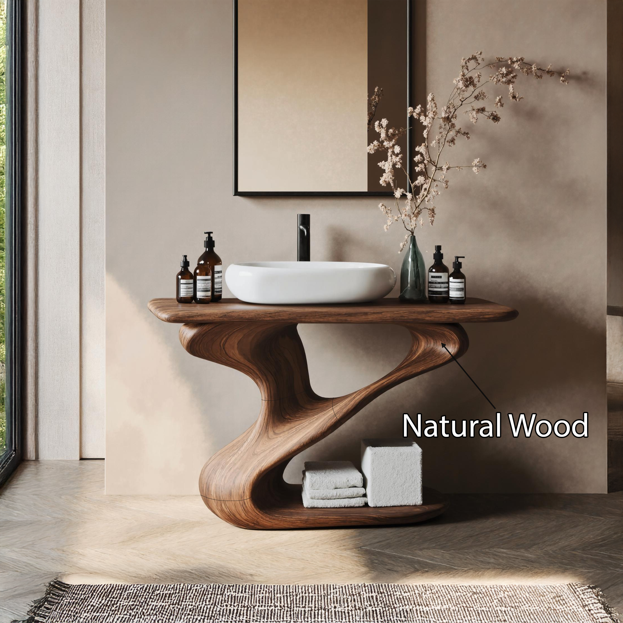 Rustic Live Edge Vanity For Organic Bathroom Feel SILDTTNBRV005