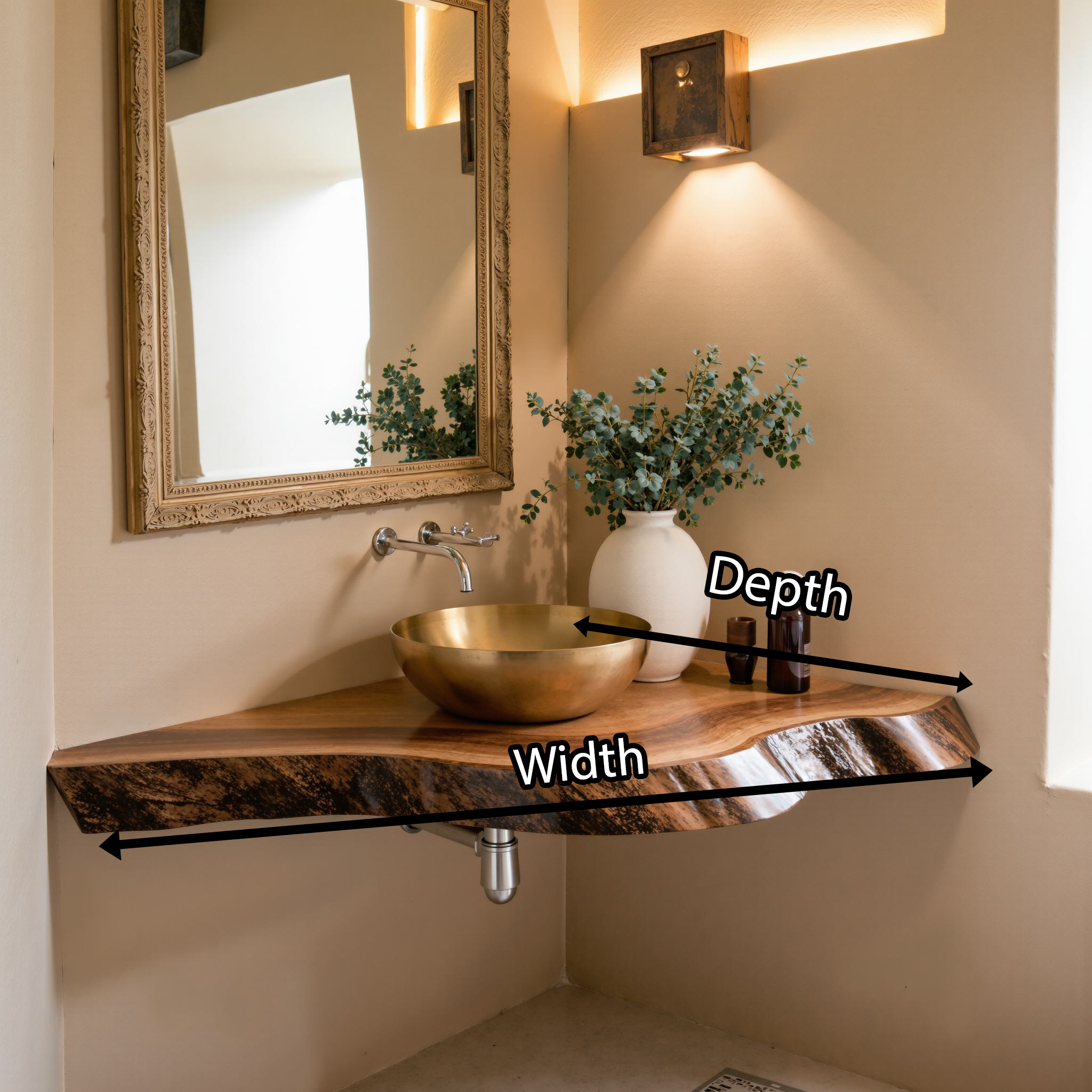 Wooden Corner Shelf Bathroom Corner Sink SILDTBRV067