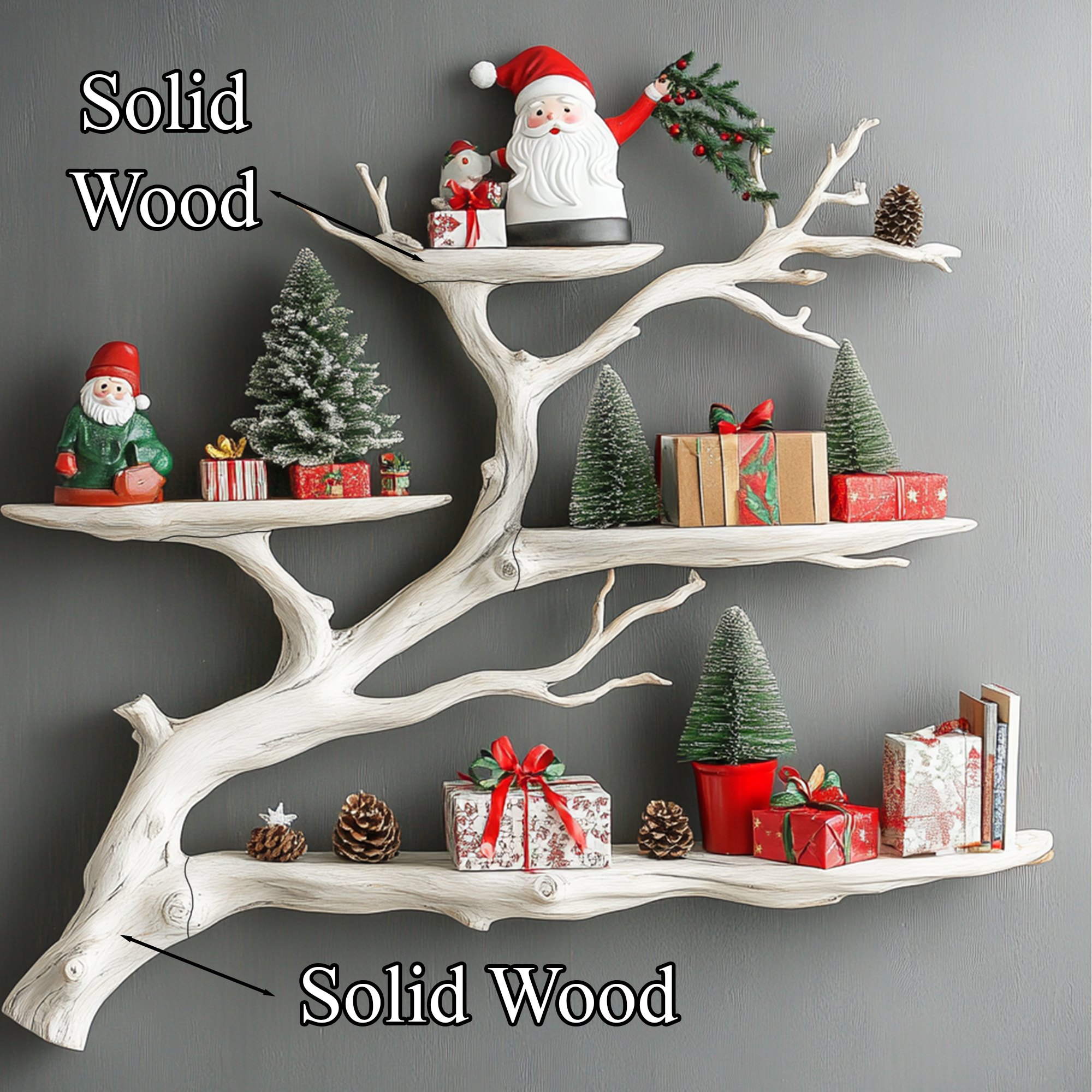 Driftwood Wall Mounted Shelf Bookcase Decor Living Room SINLTBS018
