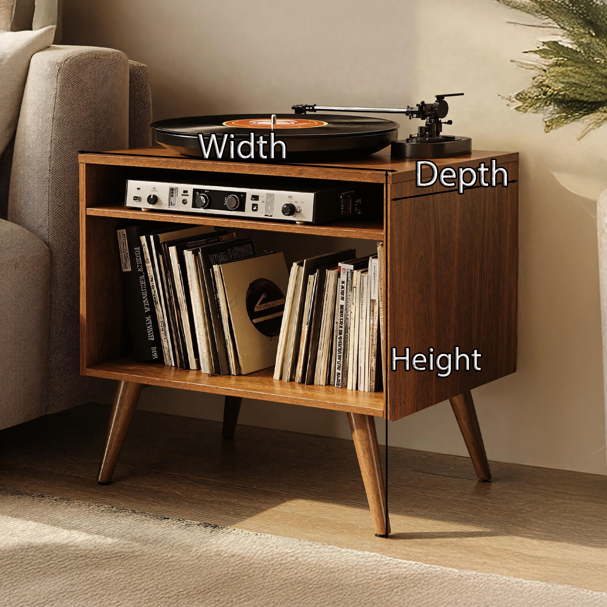 Spacious Record Player Stand For Living Room, Bedroom, Office SILDTRPT010