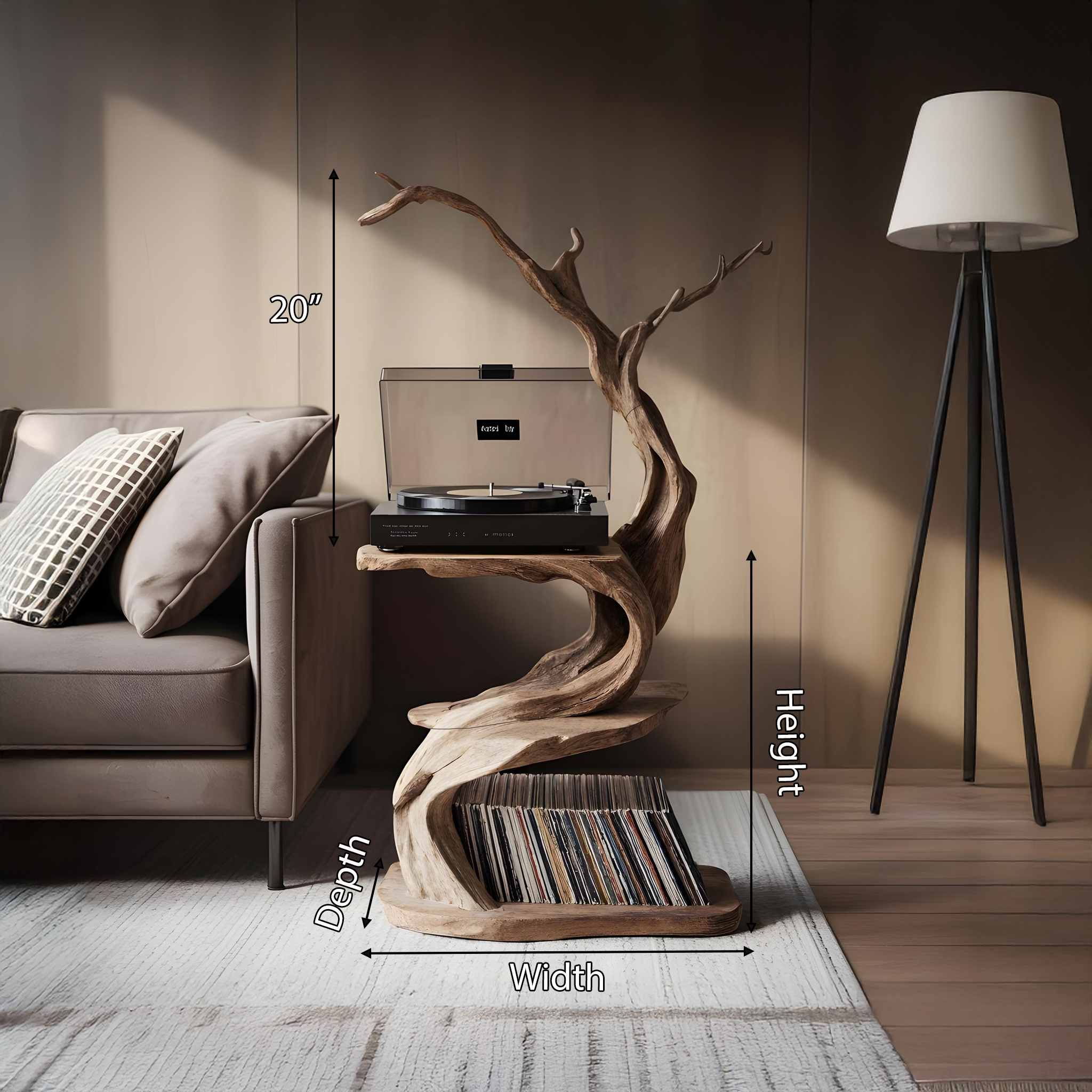 Rustic Record Stand Industrial Living Room Furniture SILDTRPT028