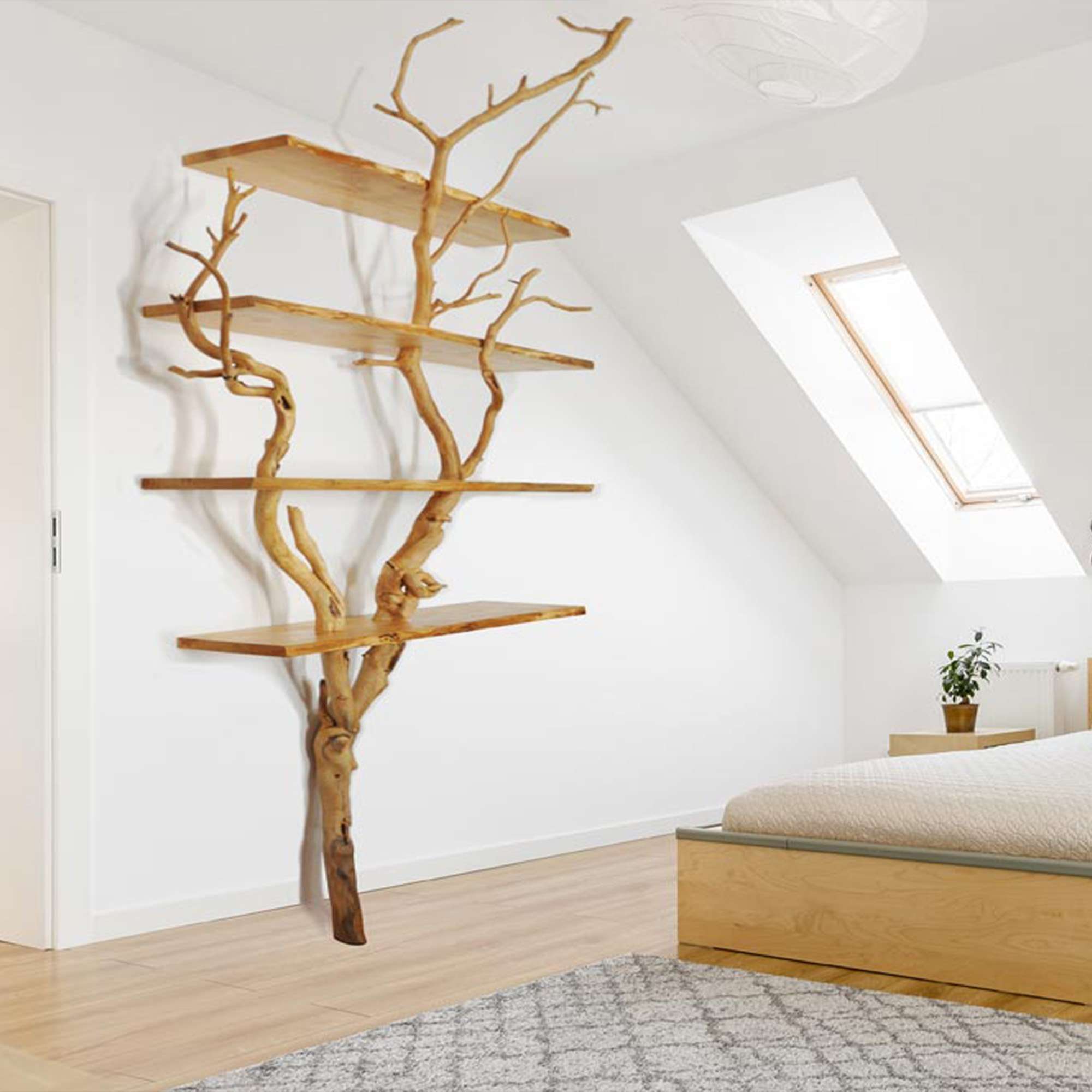 Mid Century Tree Branch Bookshelf Modern Wall Mounted SINLTB024