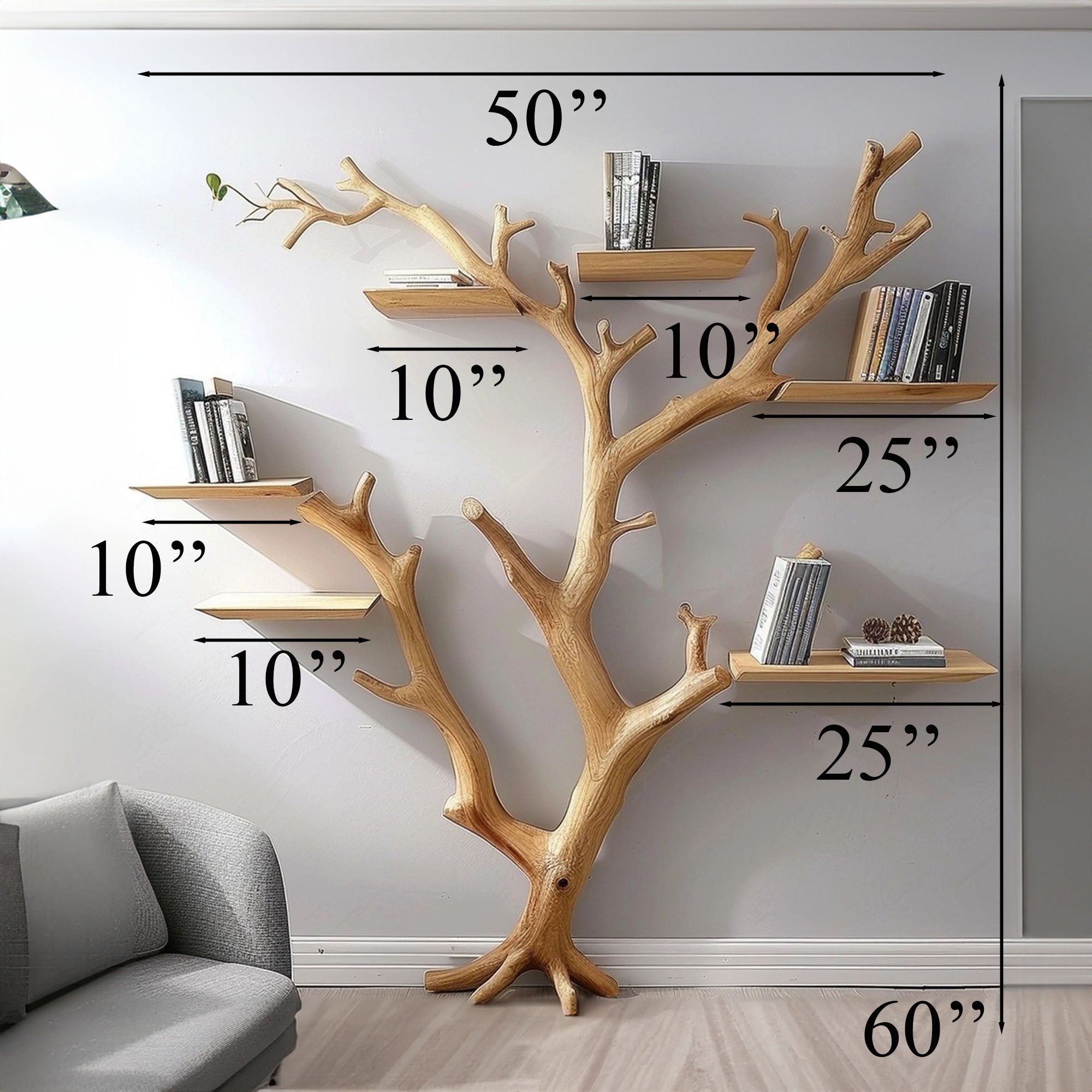 Rustic Wild Mulberry Wood Tree Shelf For Holiday Decorations SINLTB003